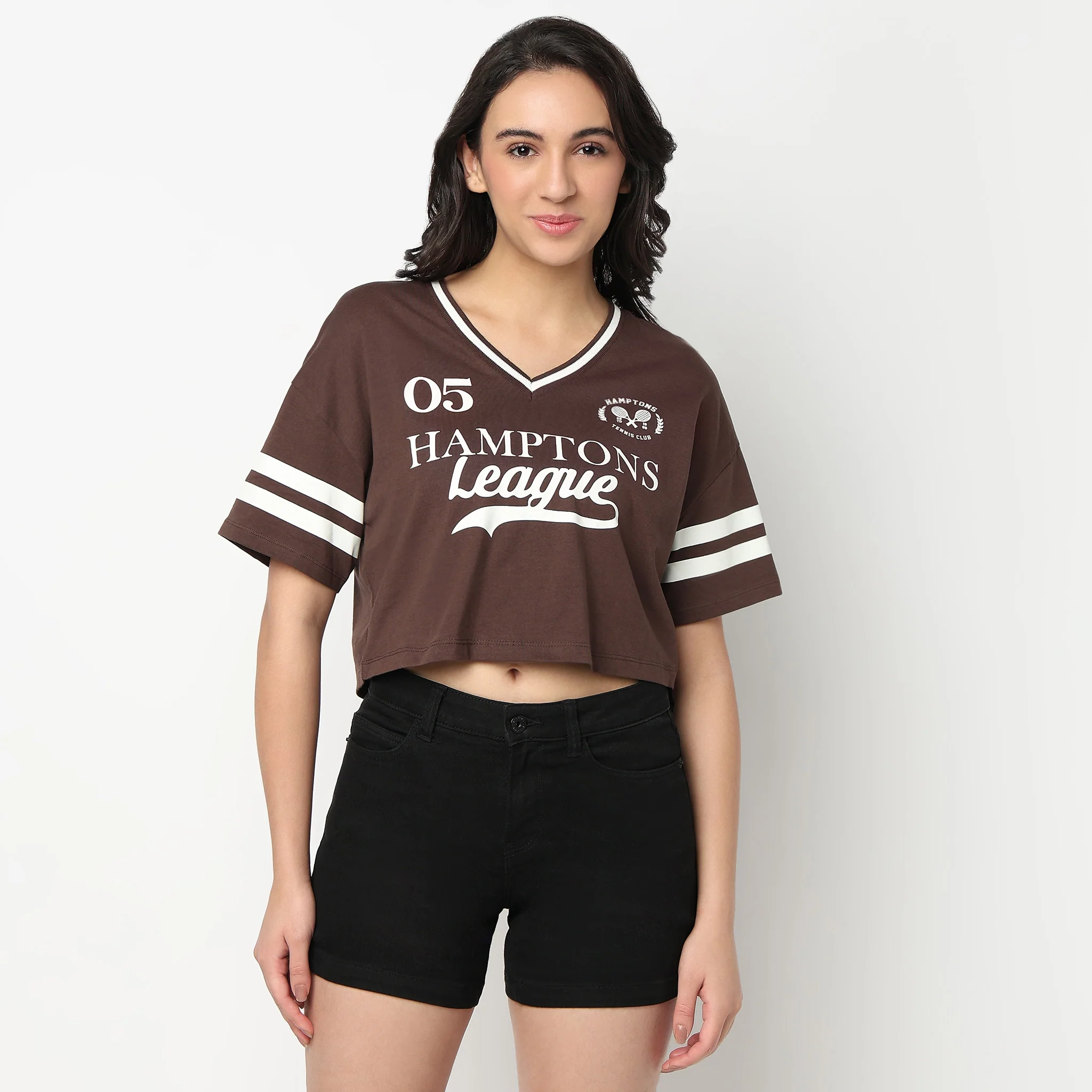 V-Neck Cropped T-Shirt - Image 2
