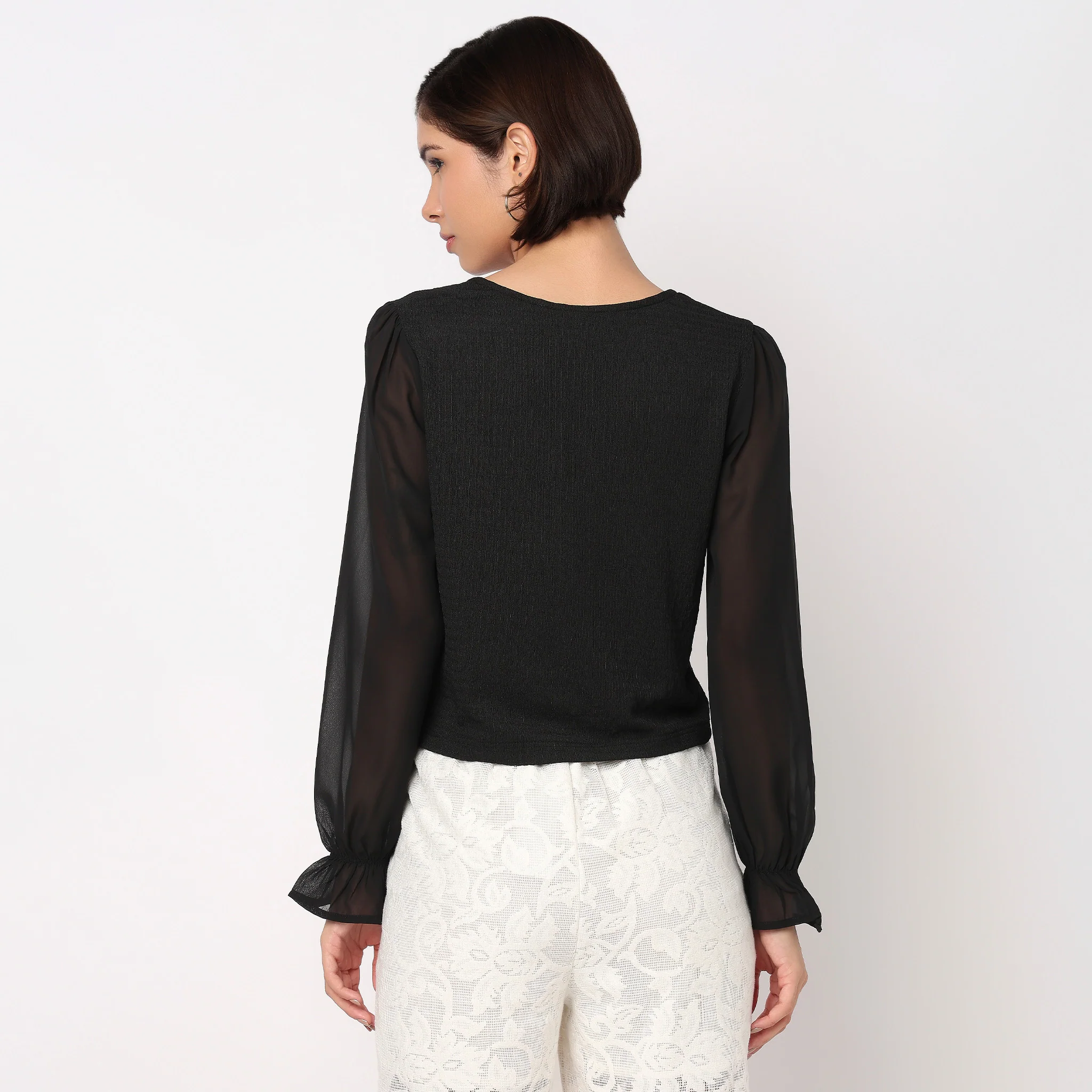 V-Neck Double Breasted Top With Korean Buttons - Image 3