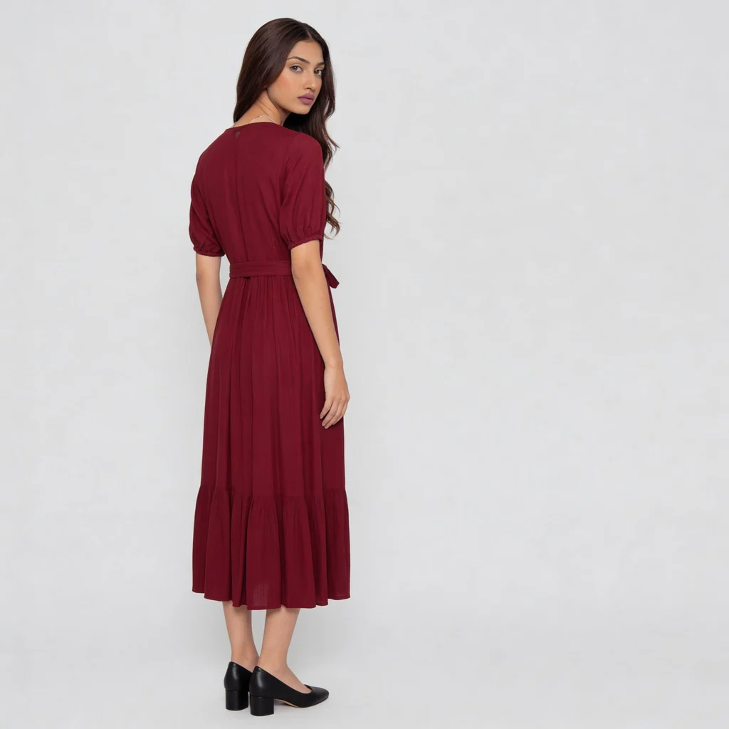 V-Neck Embroidered Dress - Image 3
