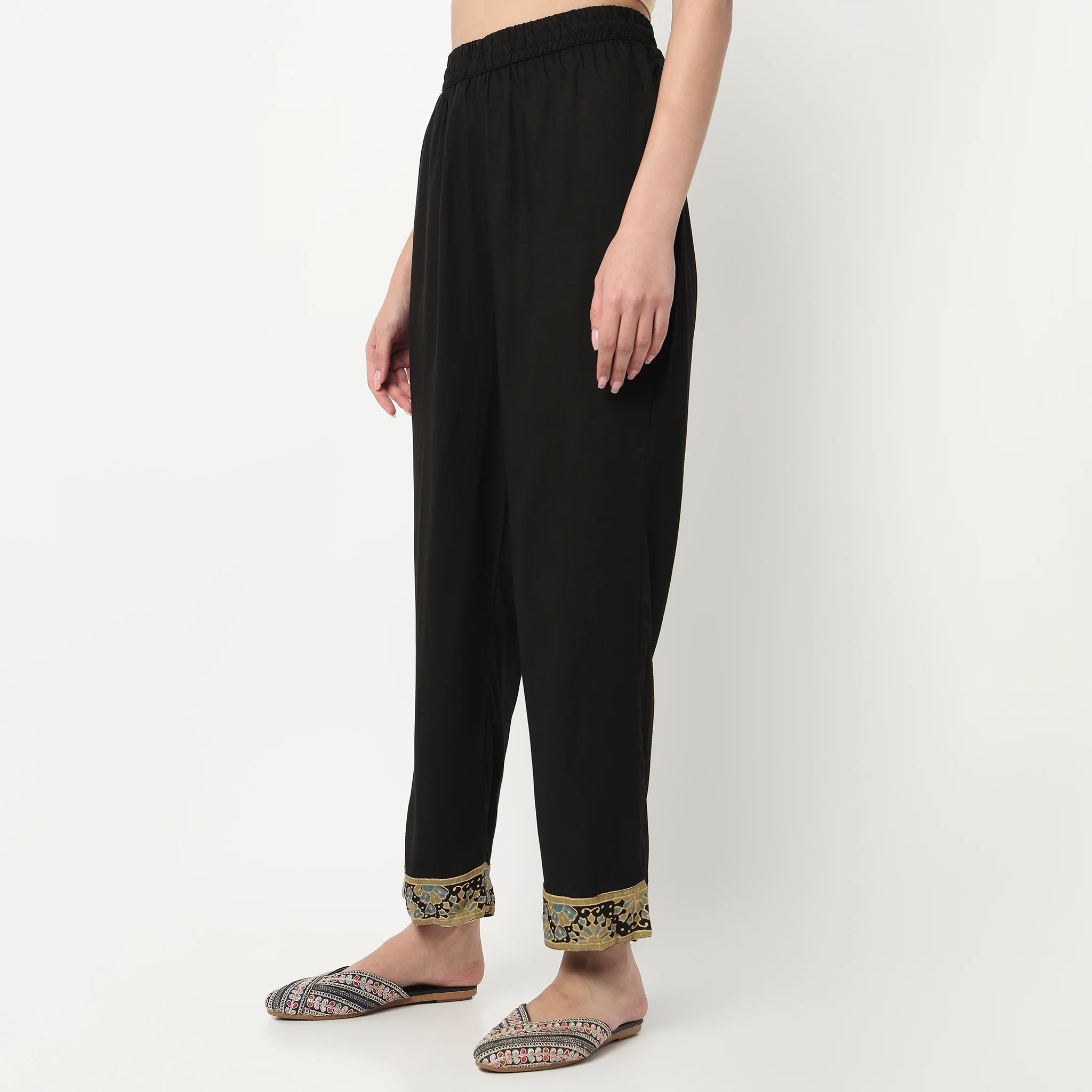 V-Neck Embroidered Straight Kurta with Pant & with Dupatta Set - Image 7
