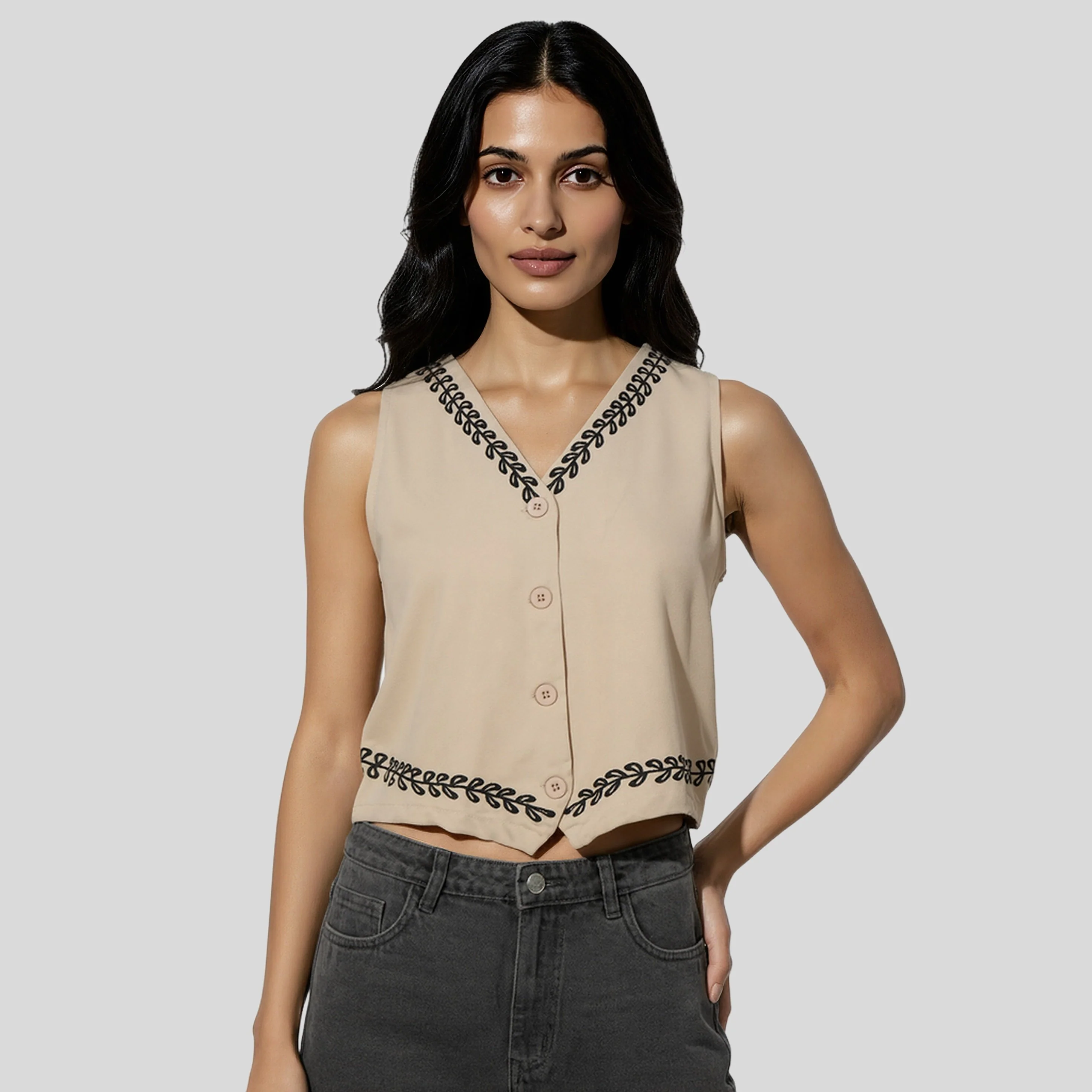 V-Neck Embroidered Top - Image 5
