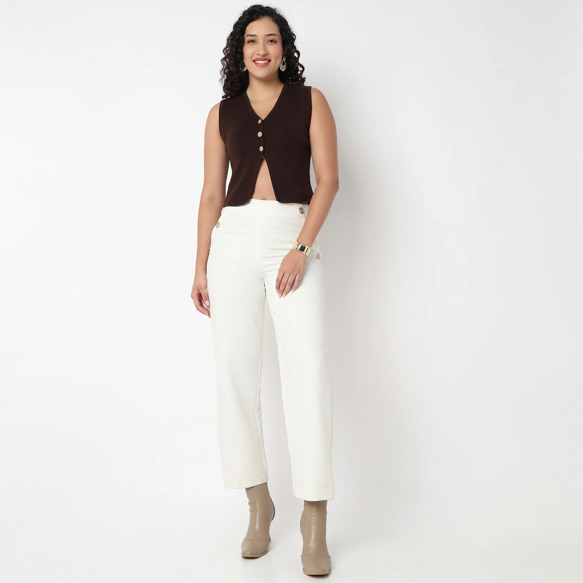 V Neck Flat Knit Crop Top