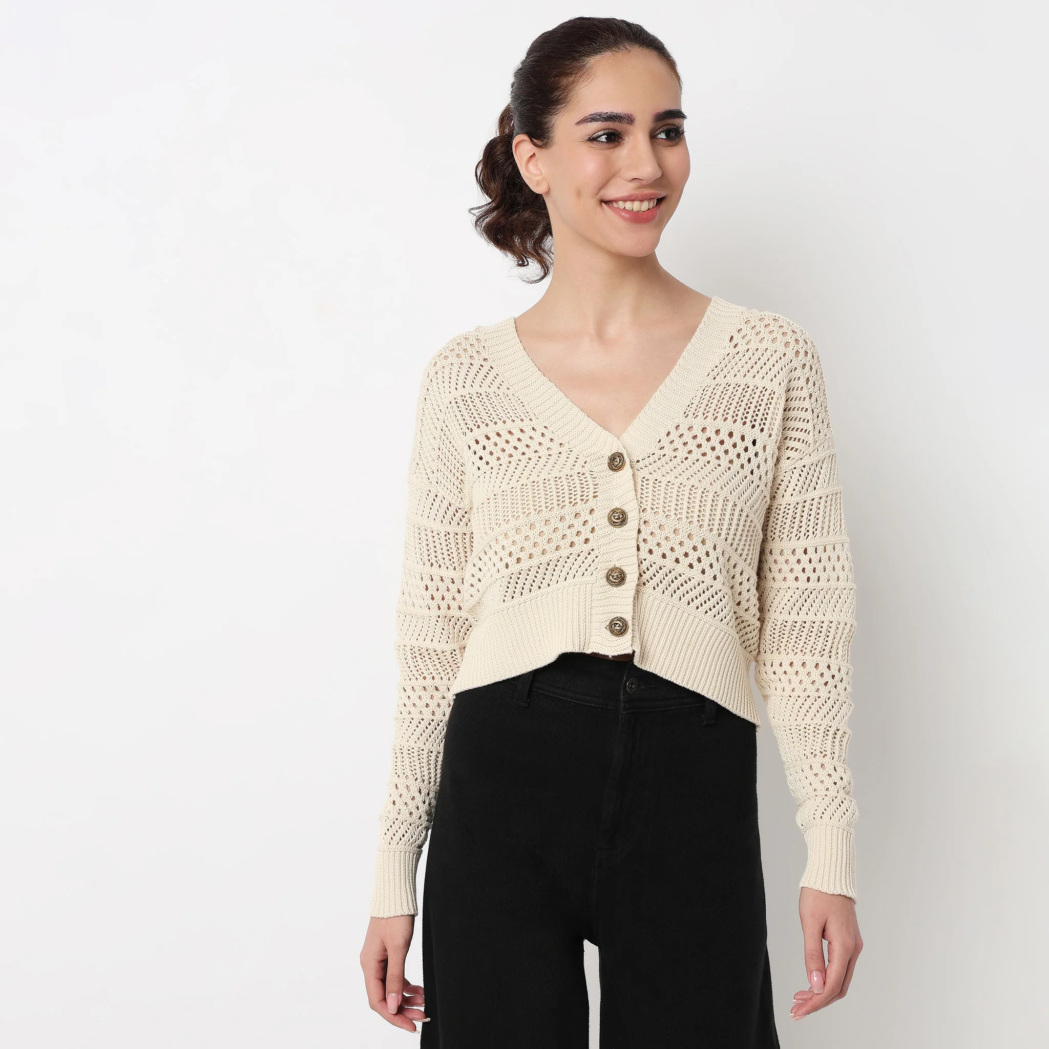 V-Neck Flat Knit Top - Image 2