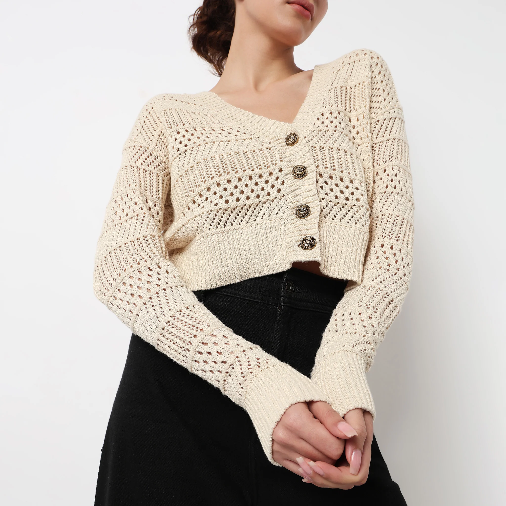 V-Neck Flat Knit Top - Image 4