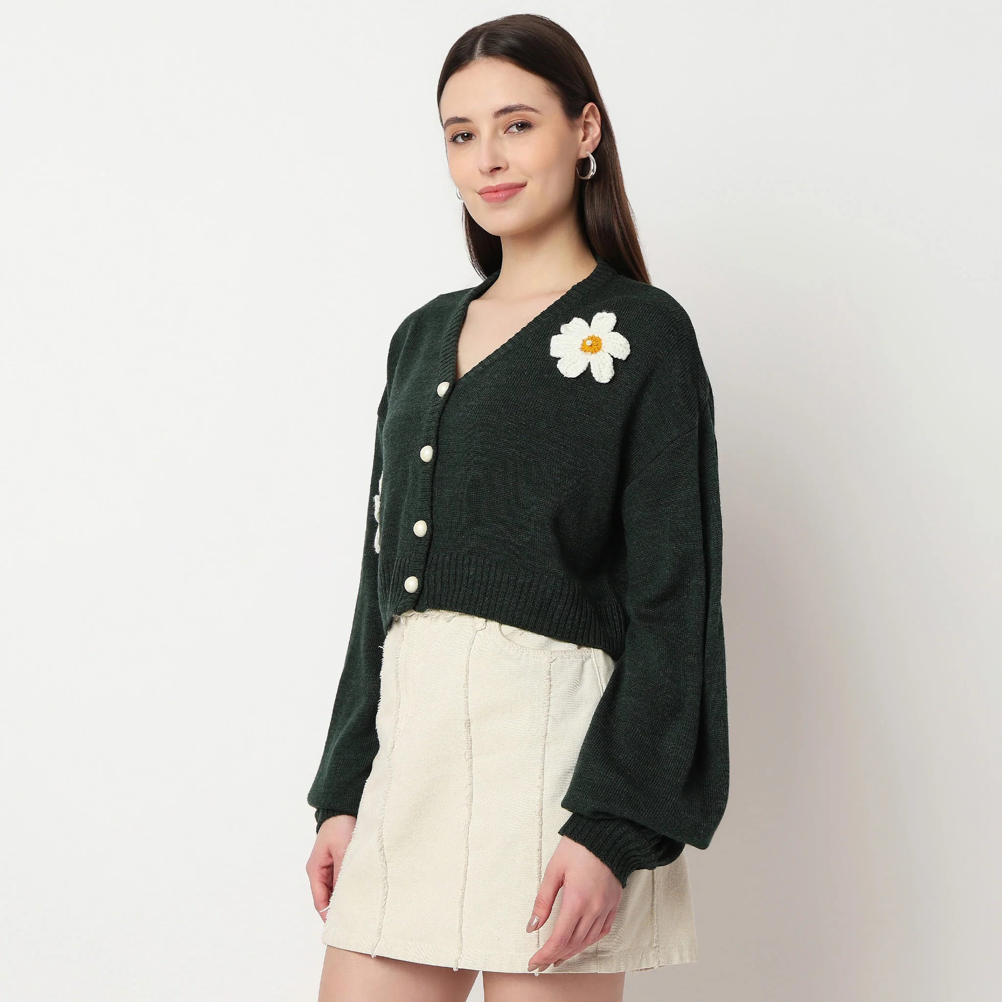 V-Neck Full Sleeve Flatknit Top - Image 5