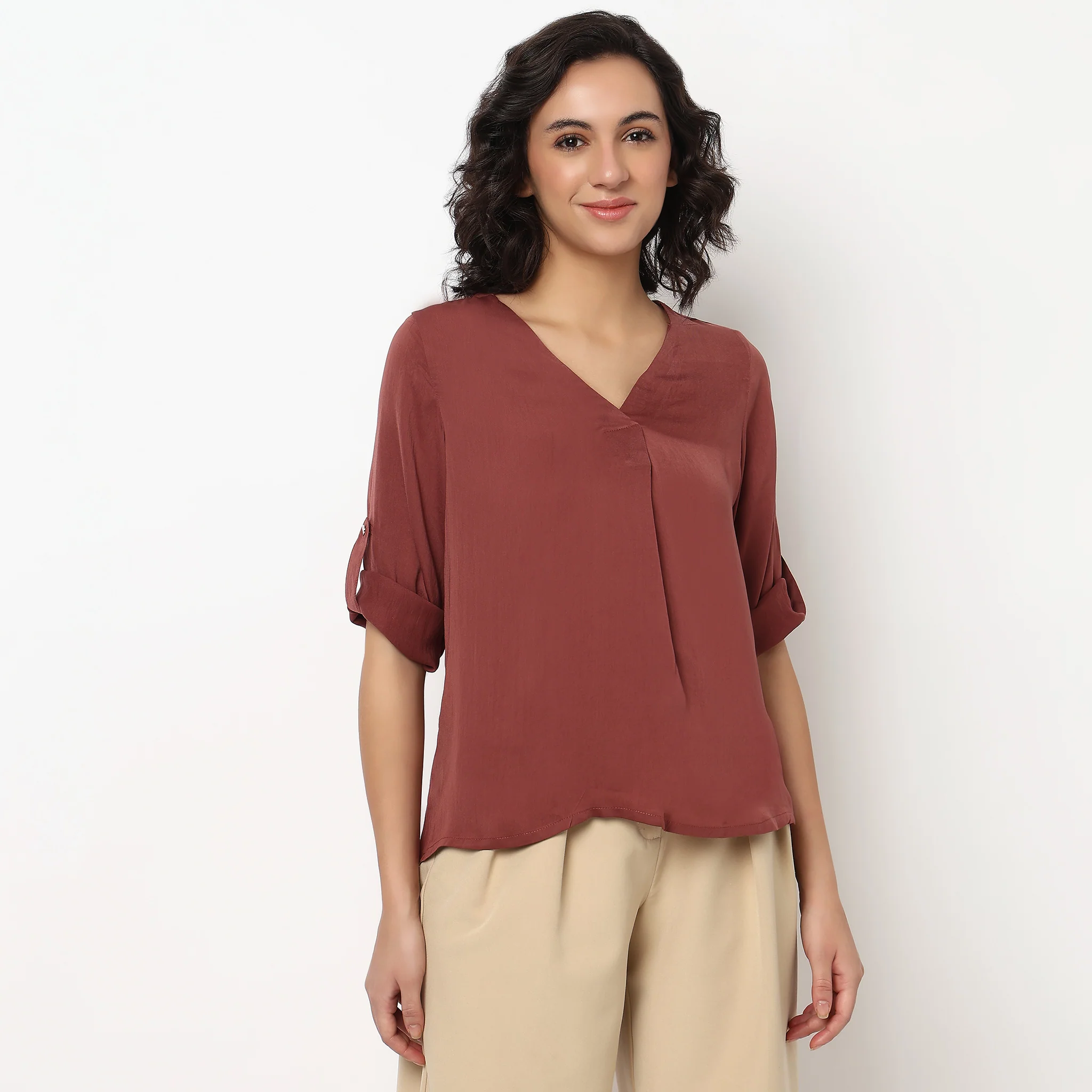 V-Neck Solid Top - Image 2