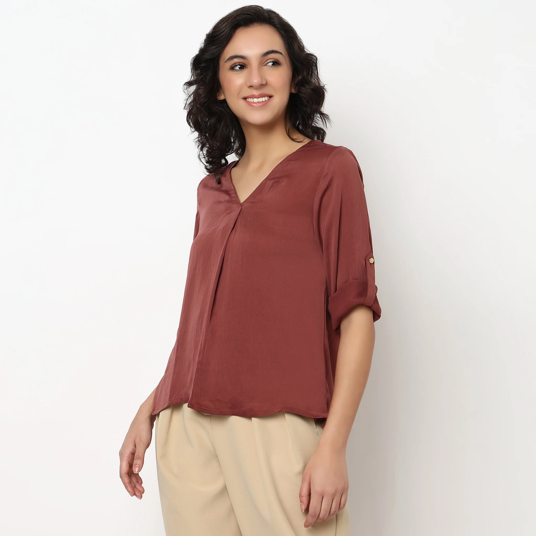 V-Neck Solid Top - Image 5