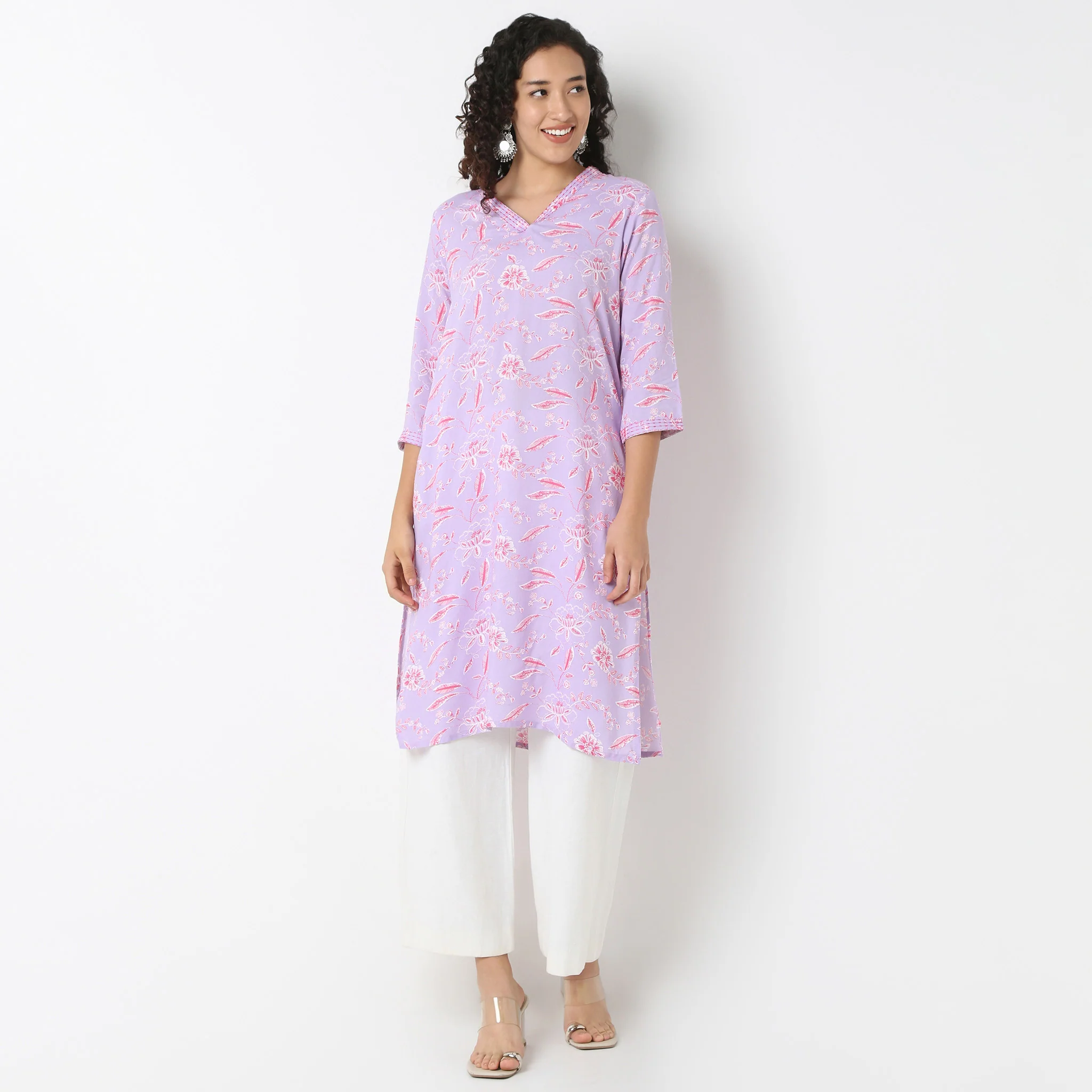 V-Neck Long Kurta - Image 2