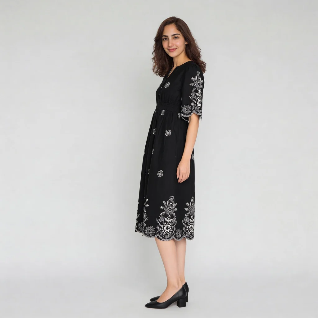 V-Neck Printed Dress - Image 5