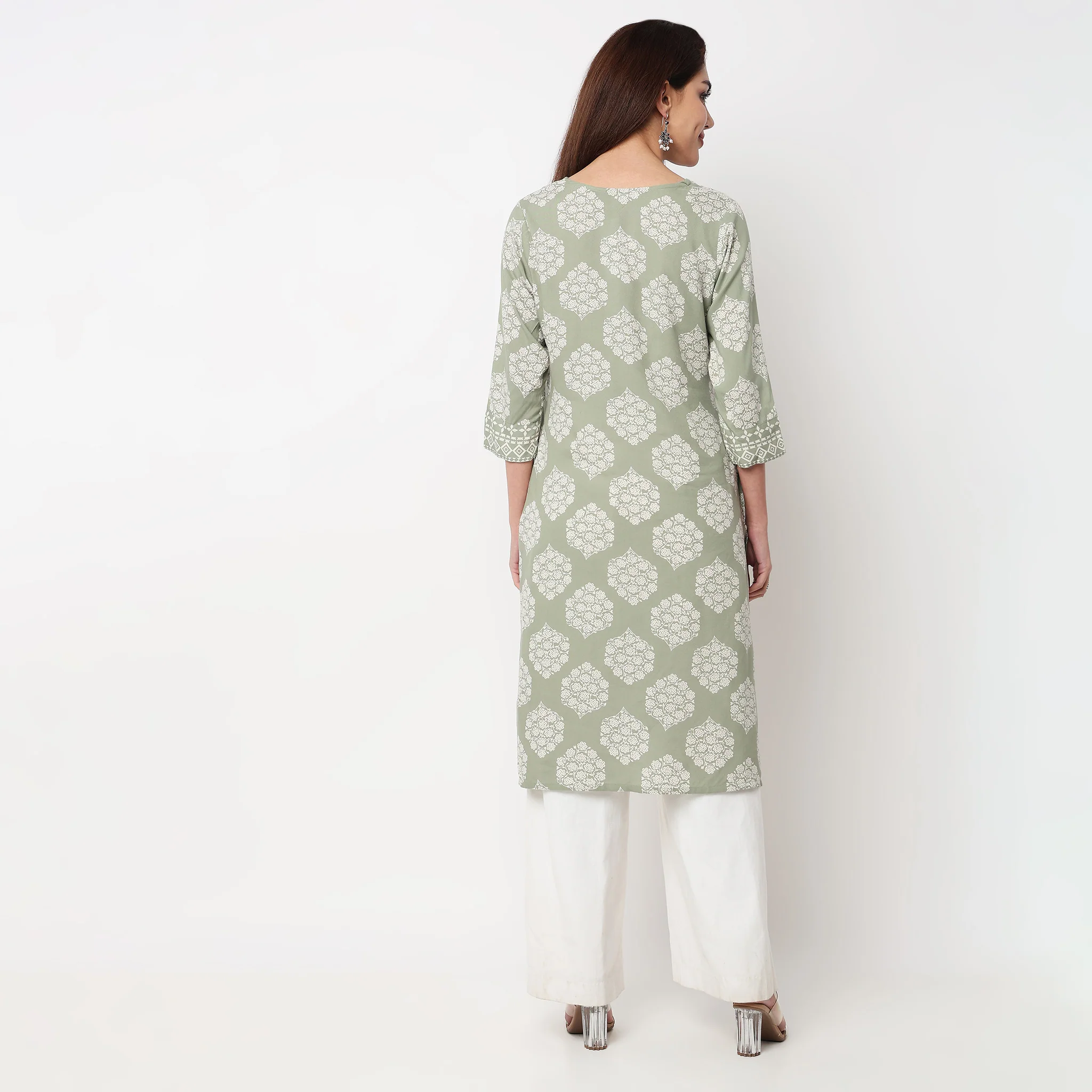V-Neck Printed Kurta - Image 3