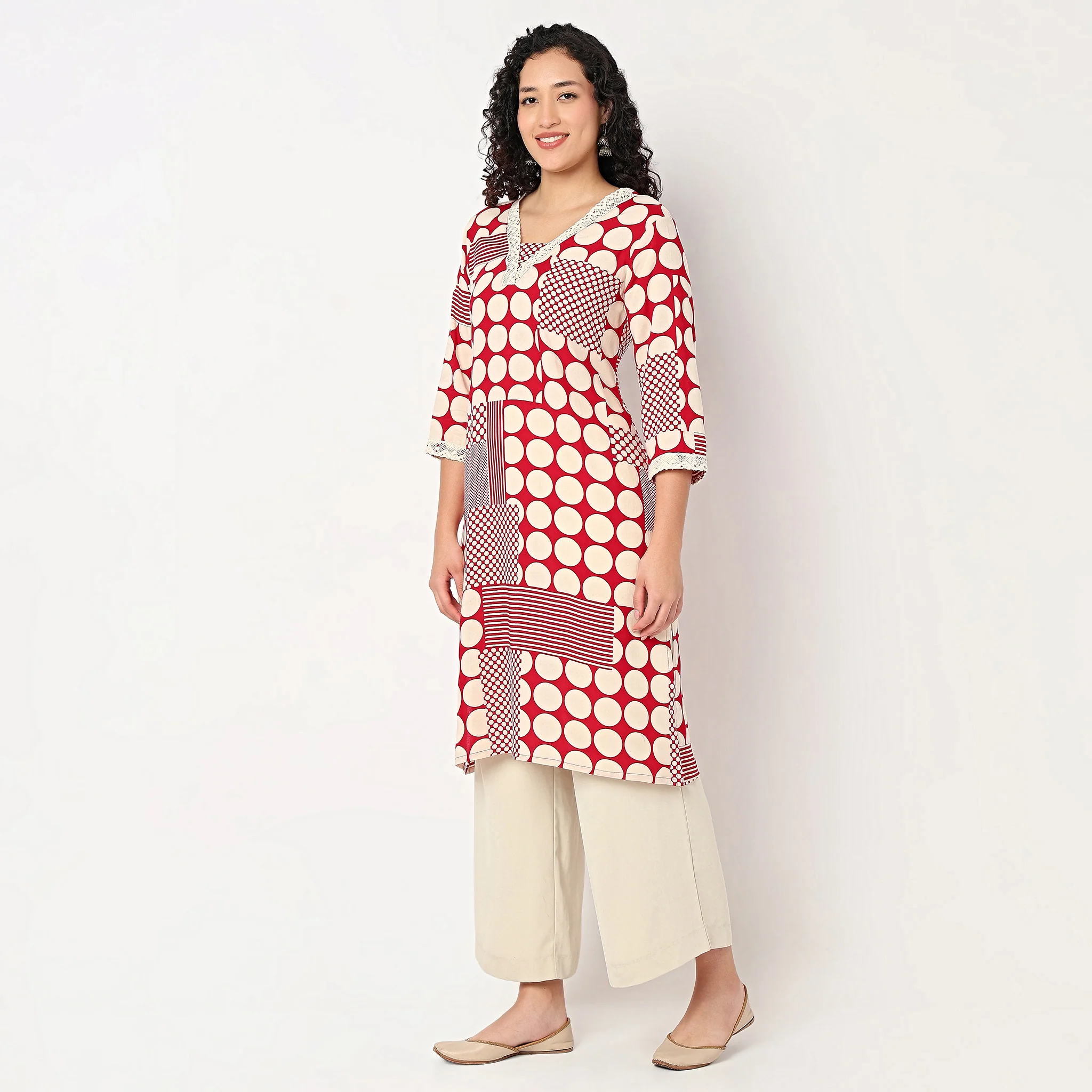 V-Neck Printed Kurta - Image 10