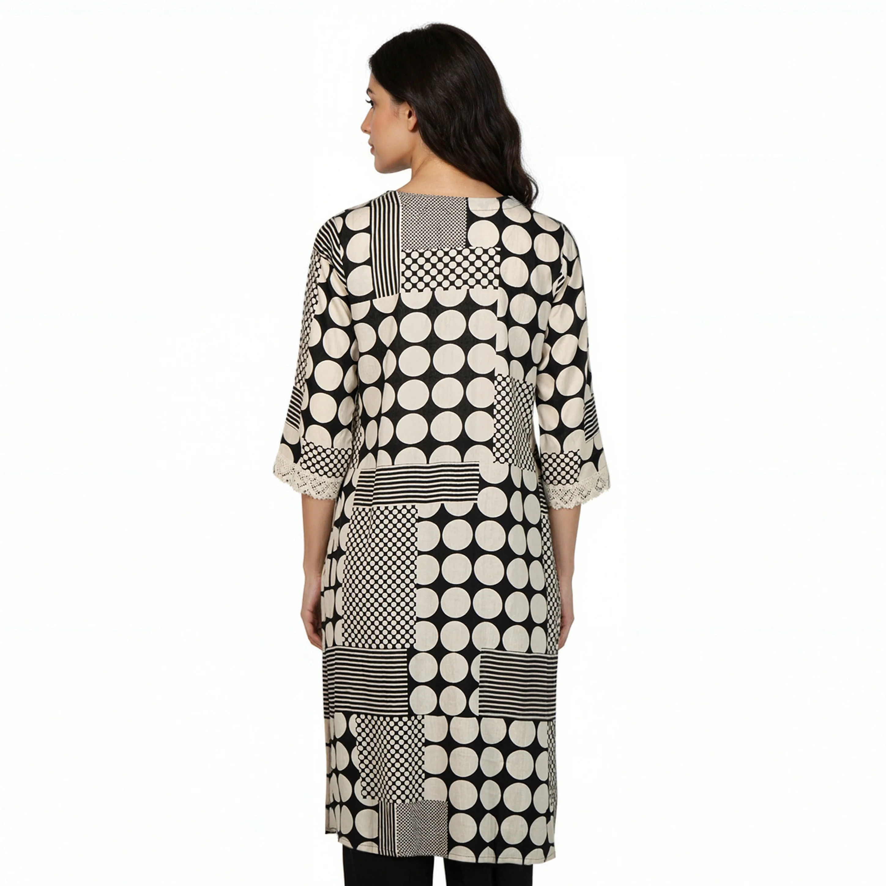 V-Neck Printed Kurta - Image 3
