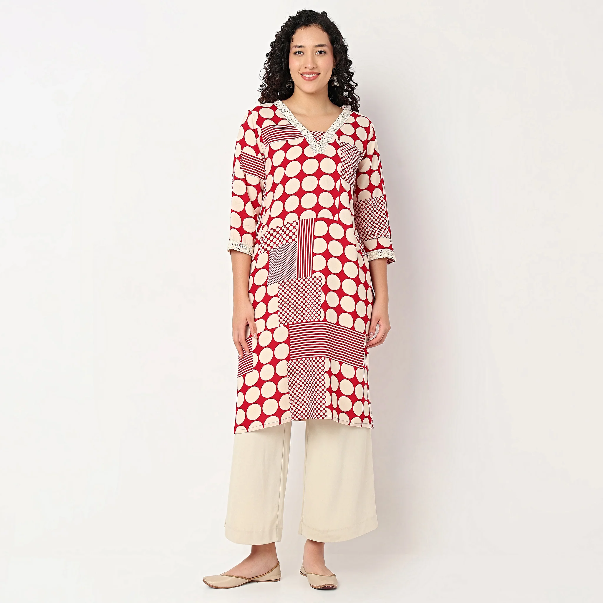 V-Neck Printed Kurta - Image 7
