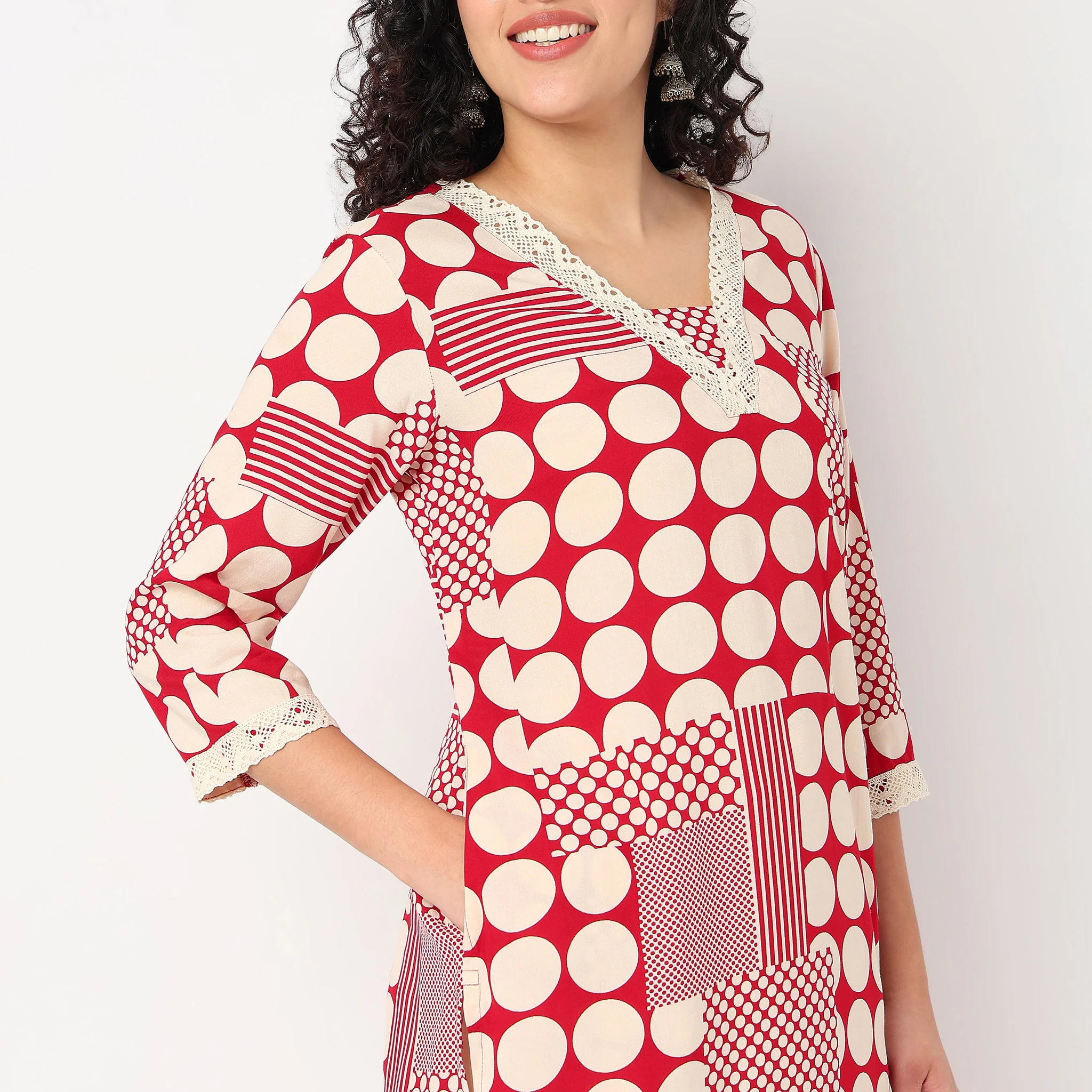 V-Neck Printed Kurta - Image 9