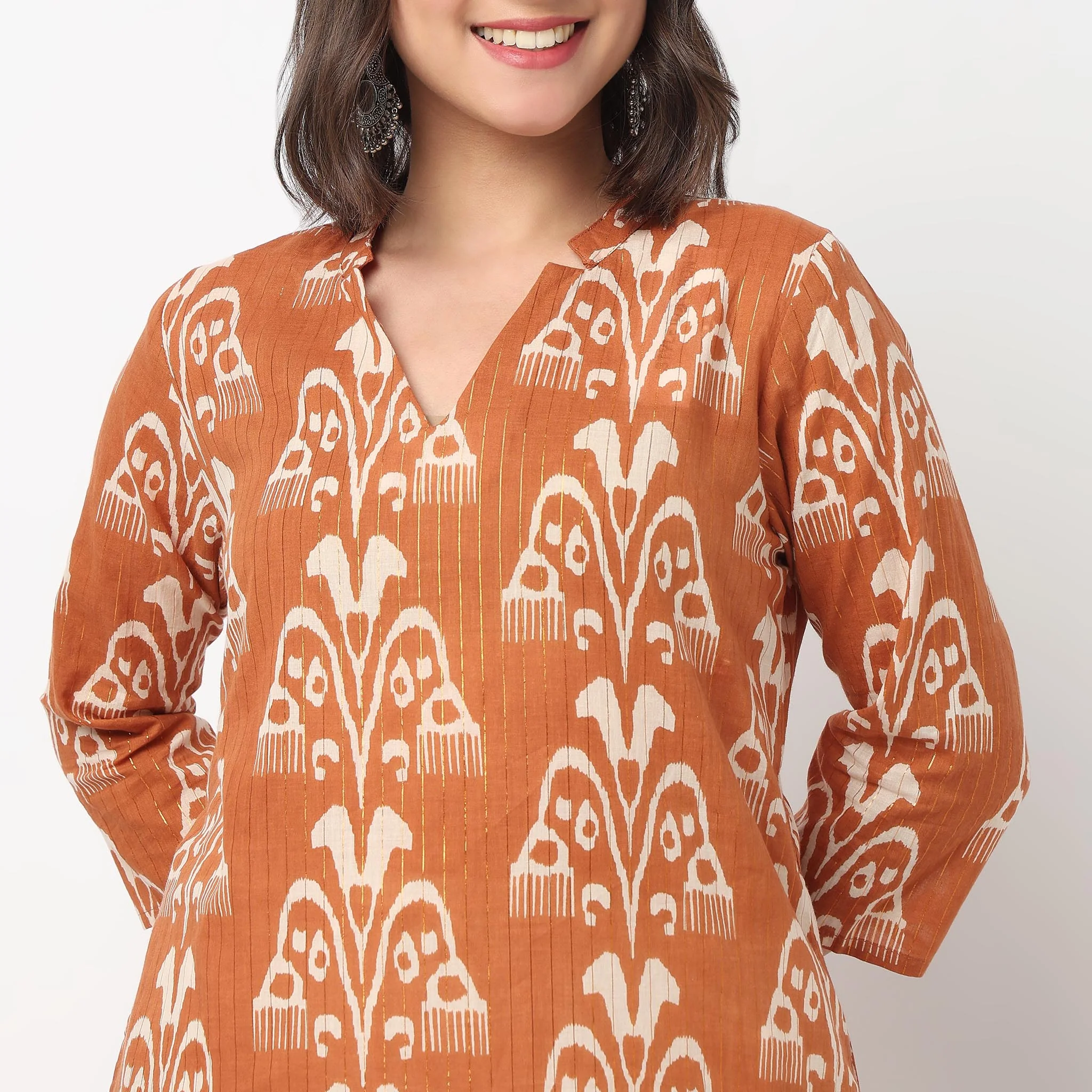 V-Neck Printed Long Kurta - Image 4