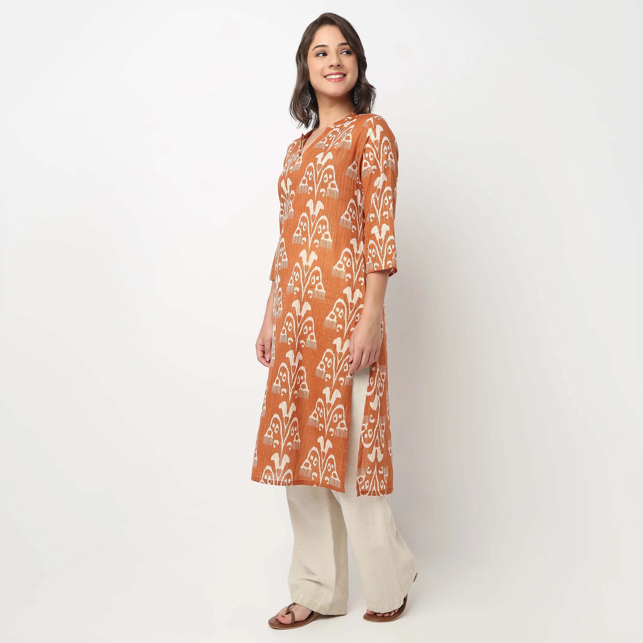 V-Neck Printed Long Kurta - Image 5