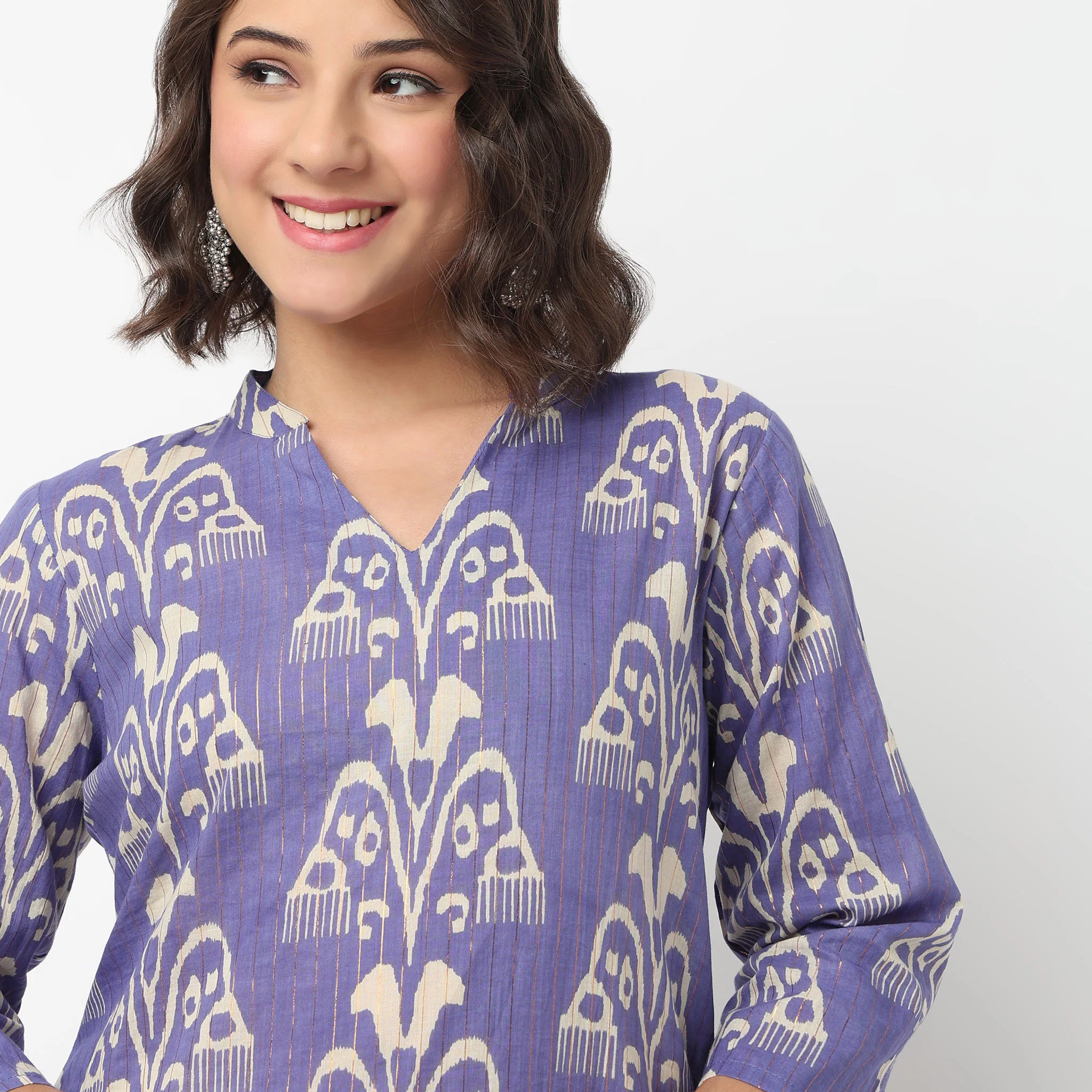 V-Neck Printed Long Kurta - Image 9