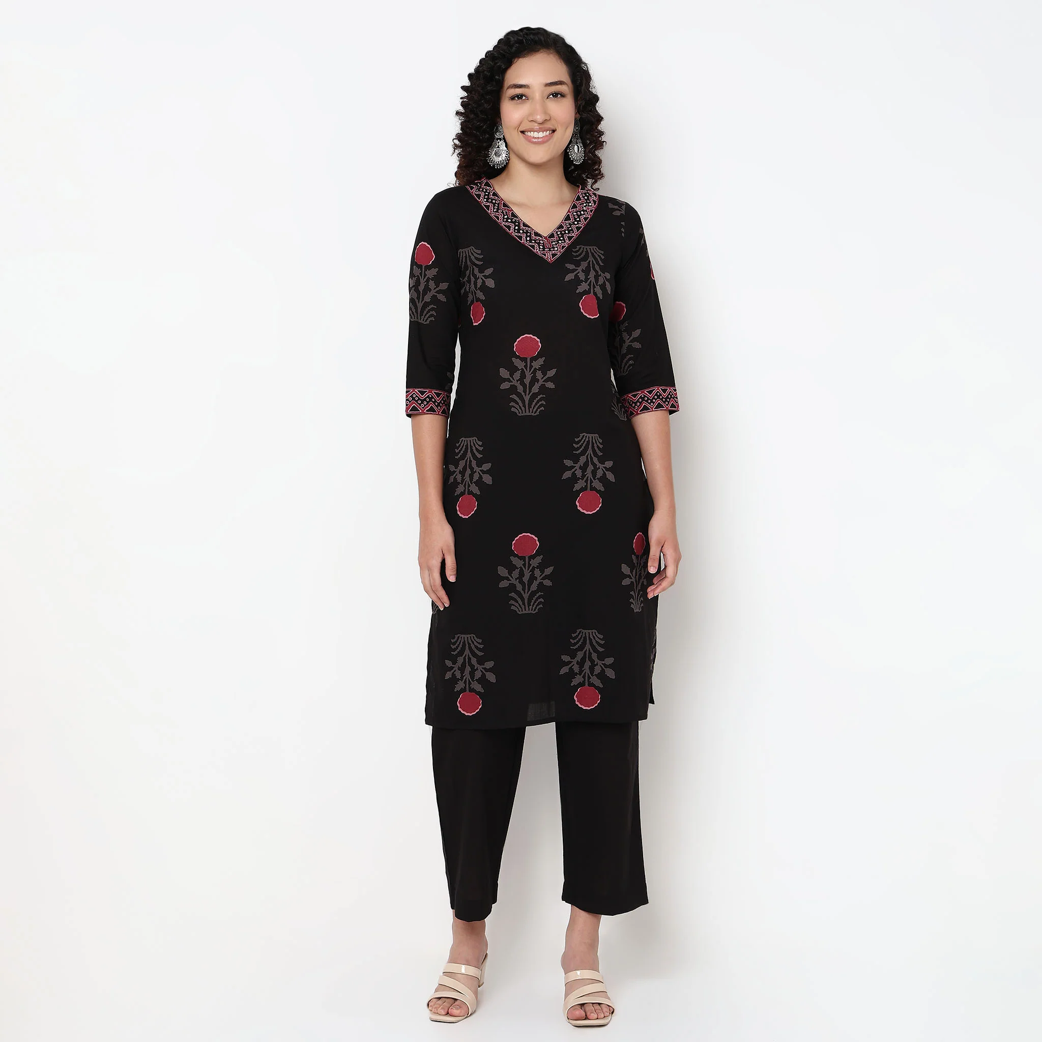 Cotton Printed Kurta and Pant with Dupatta Set - Image 2