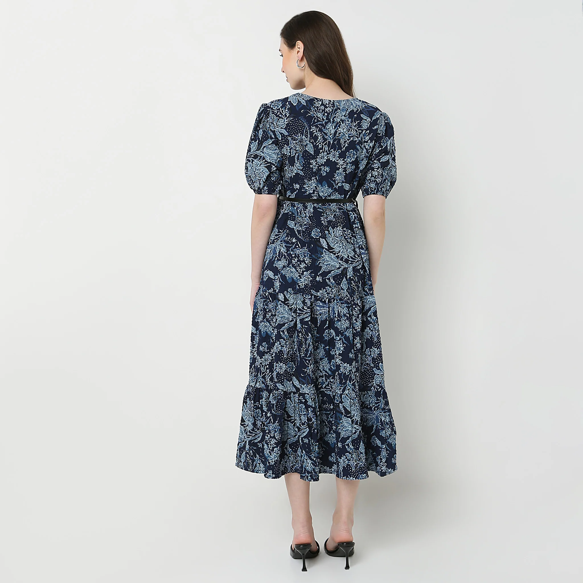 V-Neck Printed Tiered Dress - Image 3