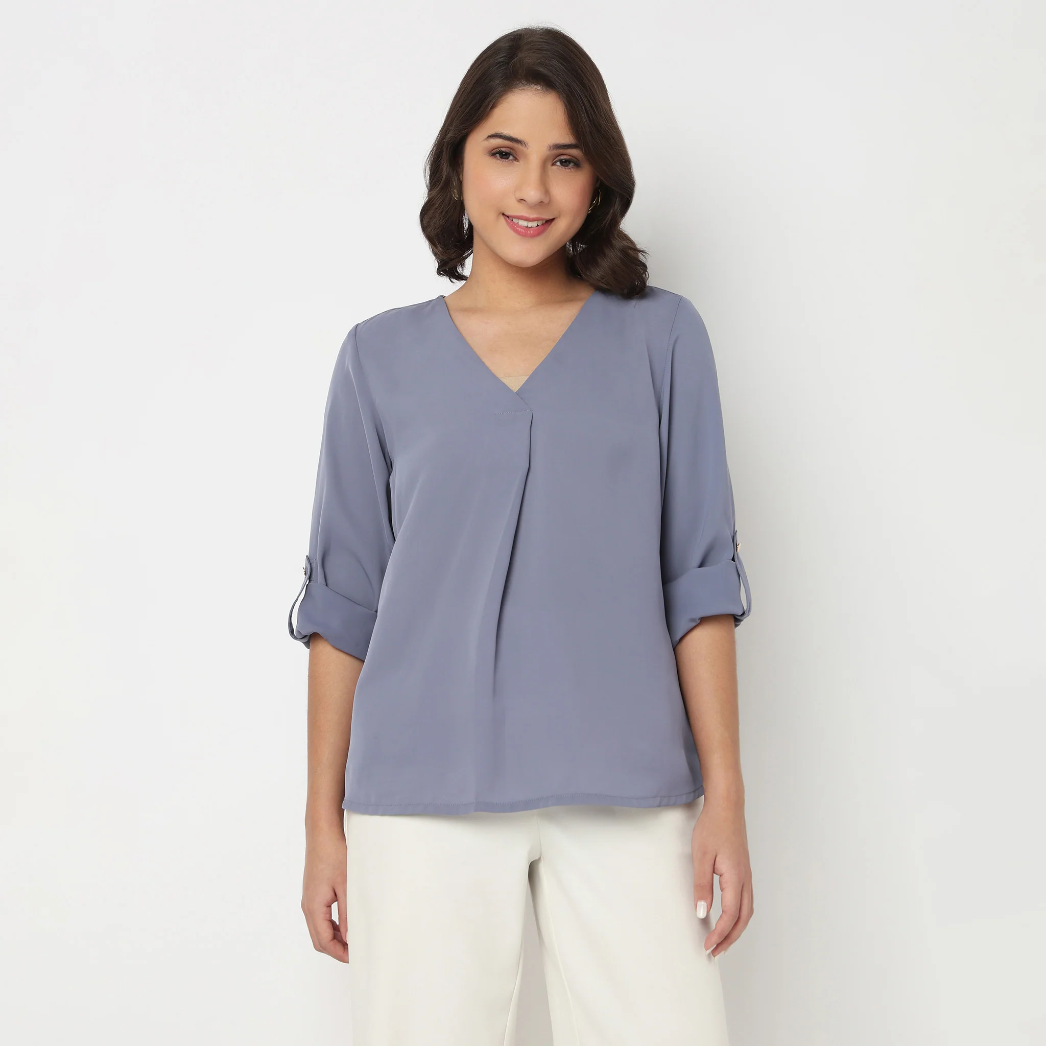 V-Neck Solid Top - Image 2