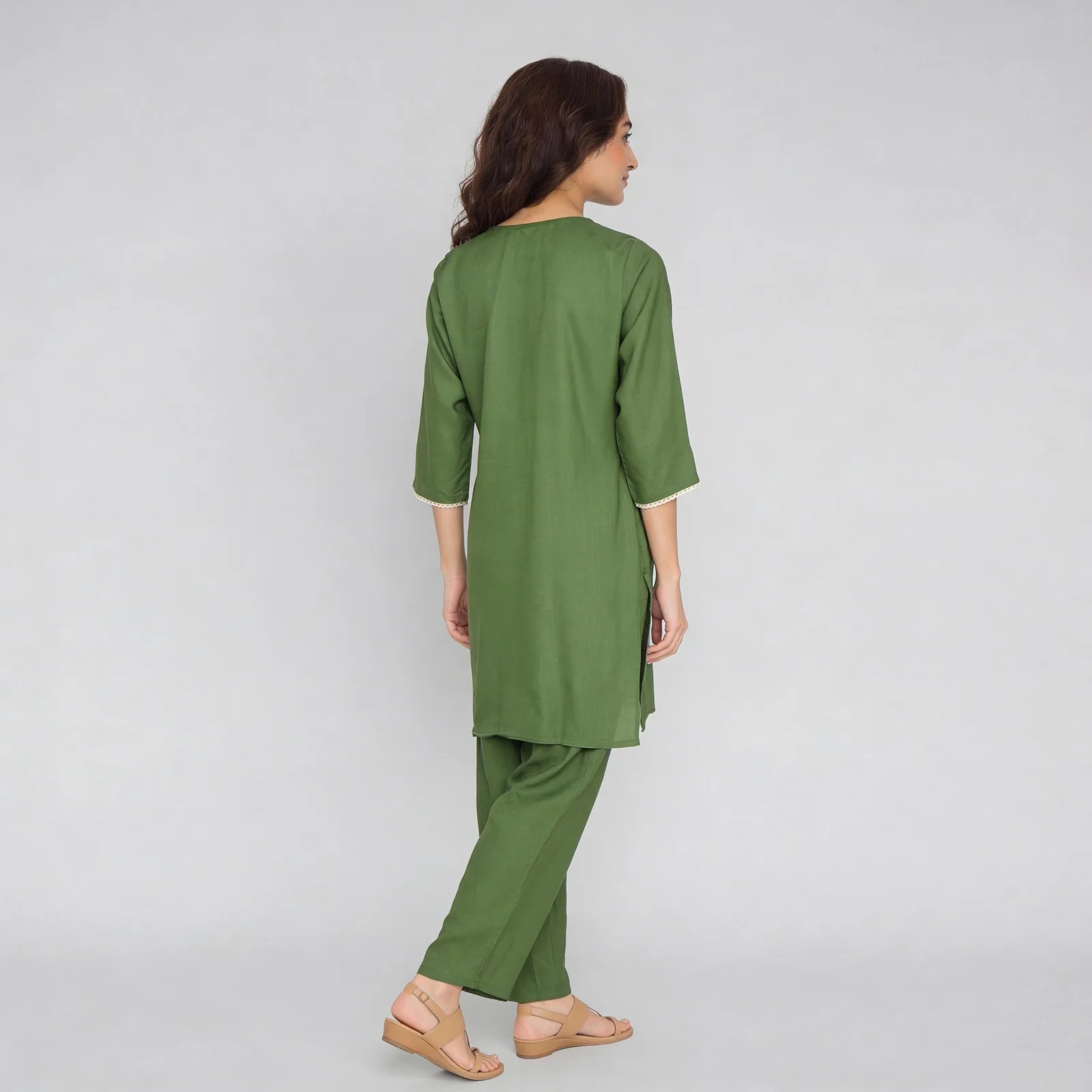 V-Neck Straight Kurta - Image 3