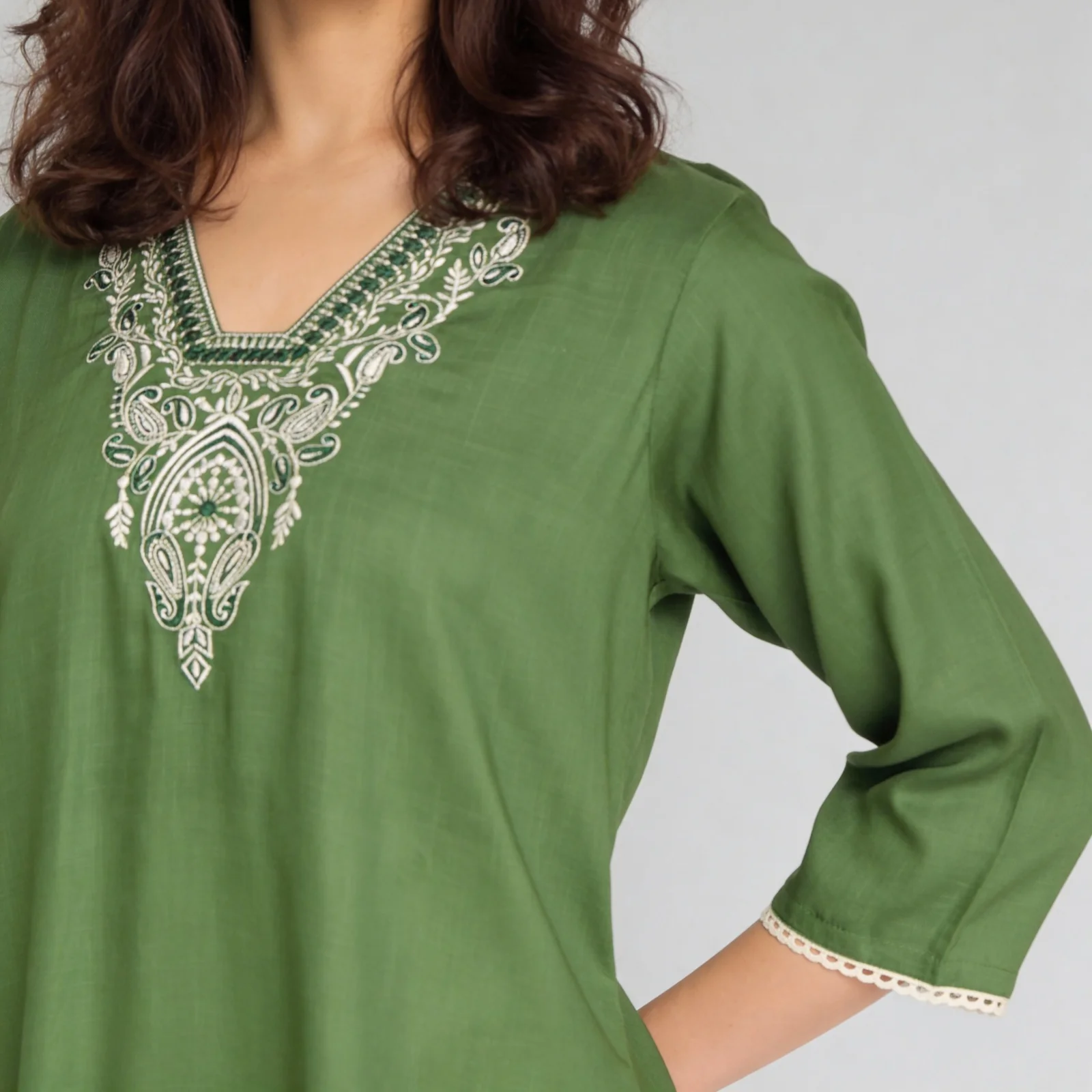 V-Neck Straight Kurta - Image 5