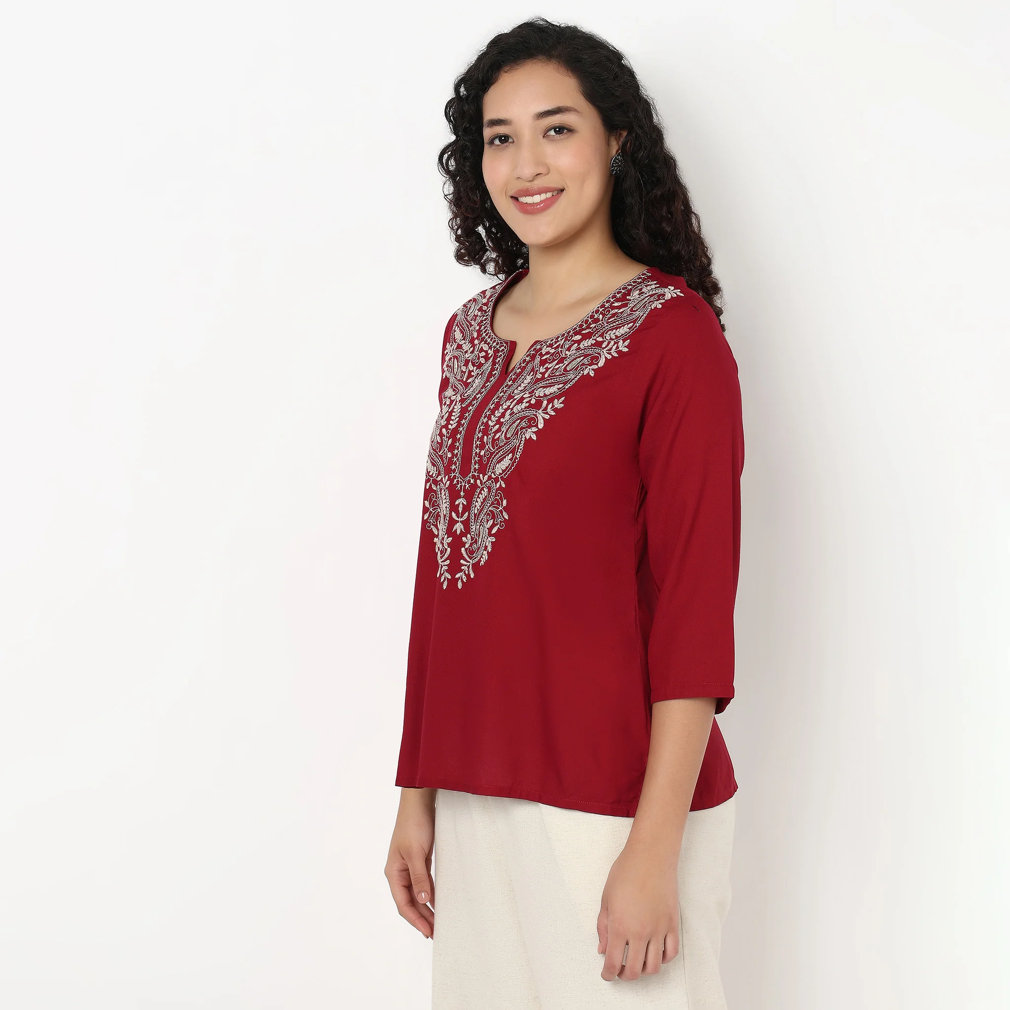 V-Neck Straight Short Kurta - Image 5