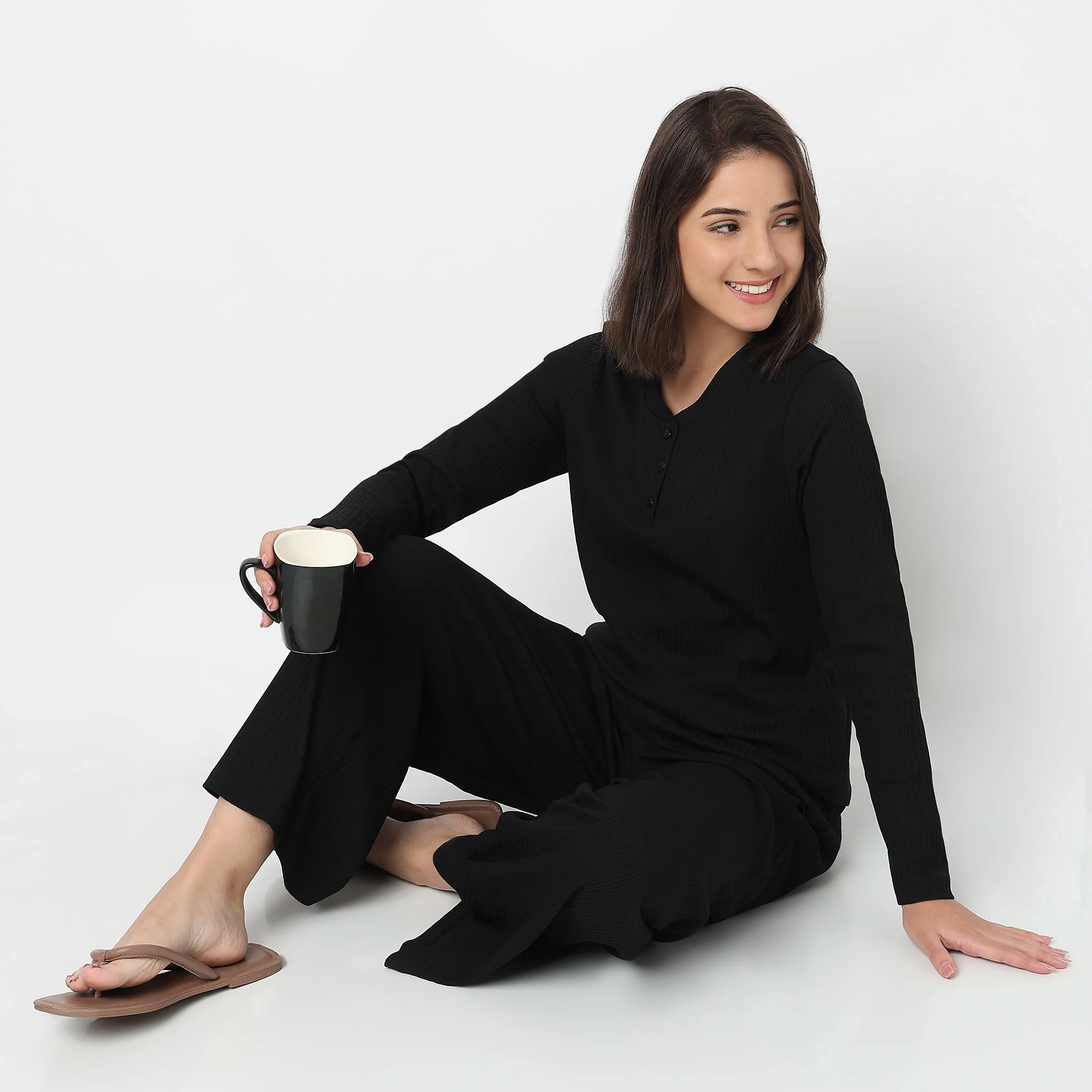 V-Neck T-Shirt with Pyjama Sleepwear Set