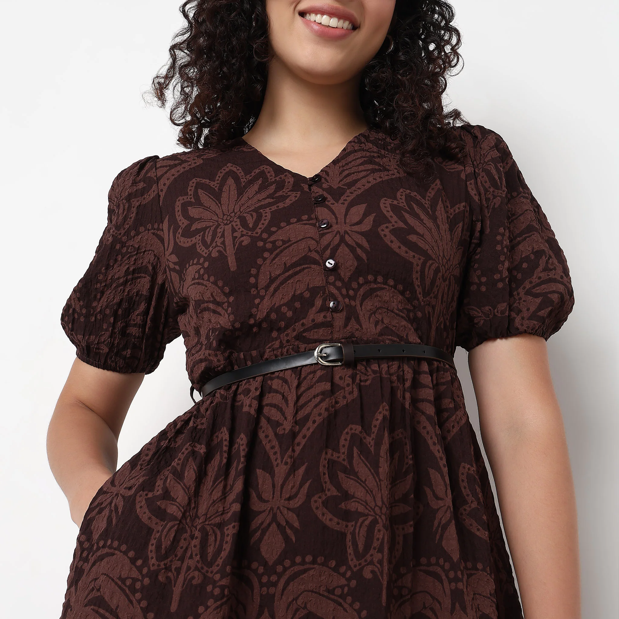 V-Neck Tiered Printed Dress - Image 4