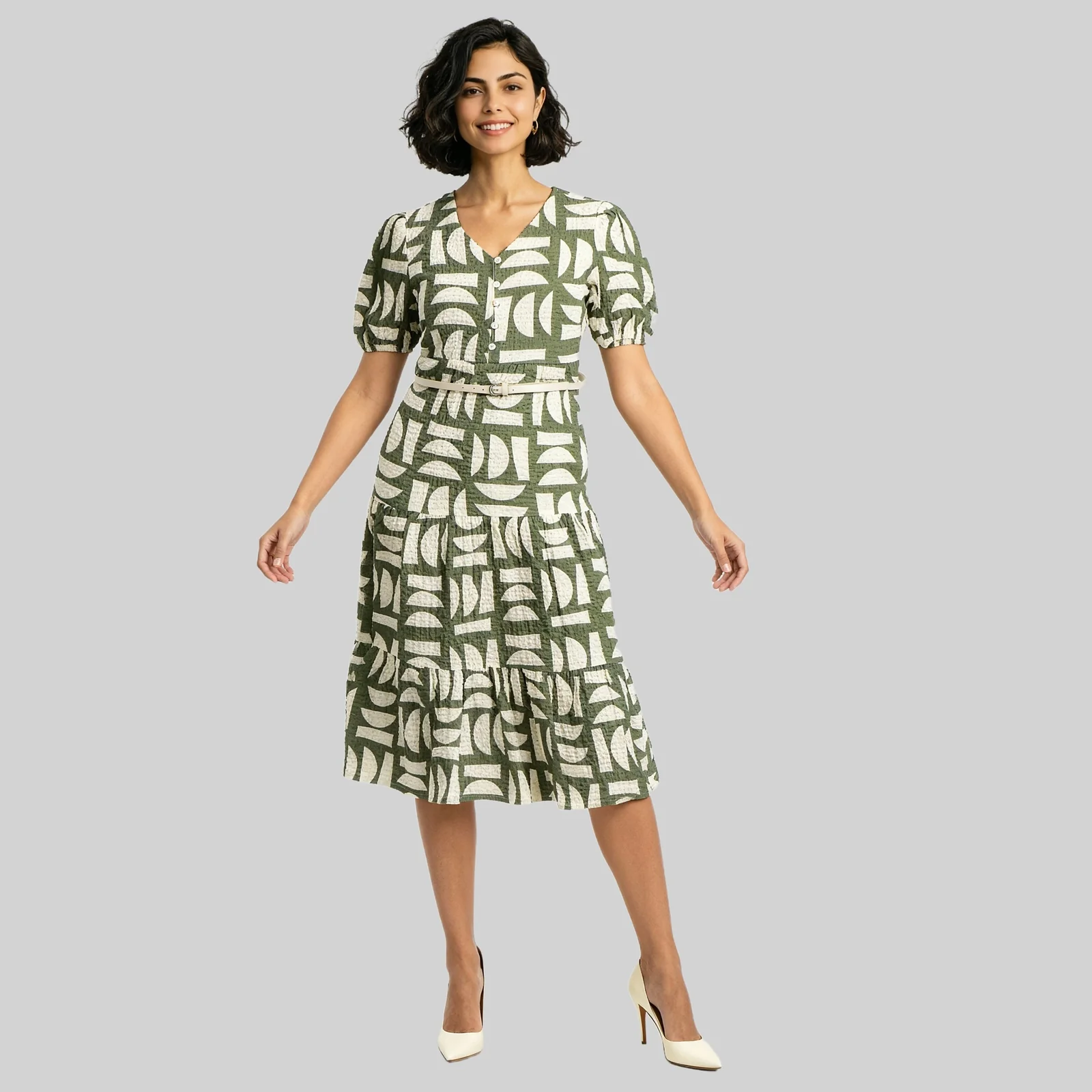 V-Neck Tiered Dress - Image 2