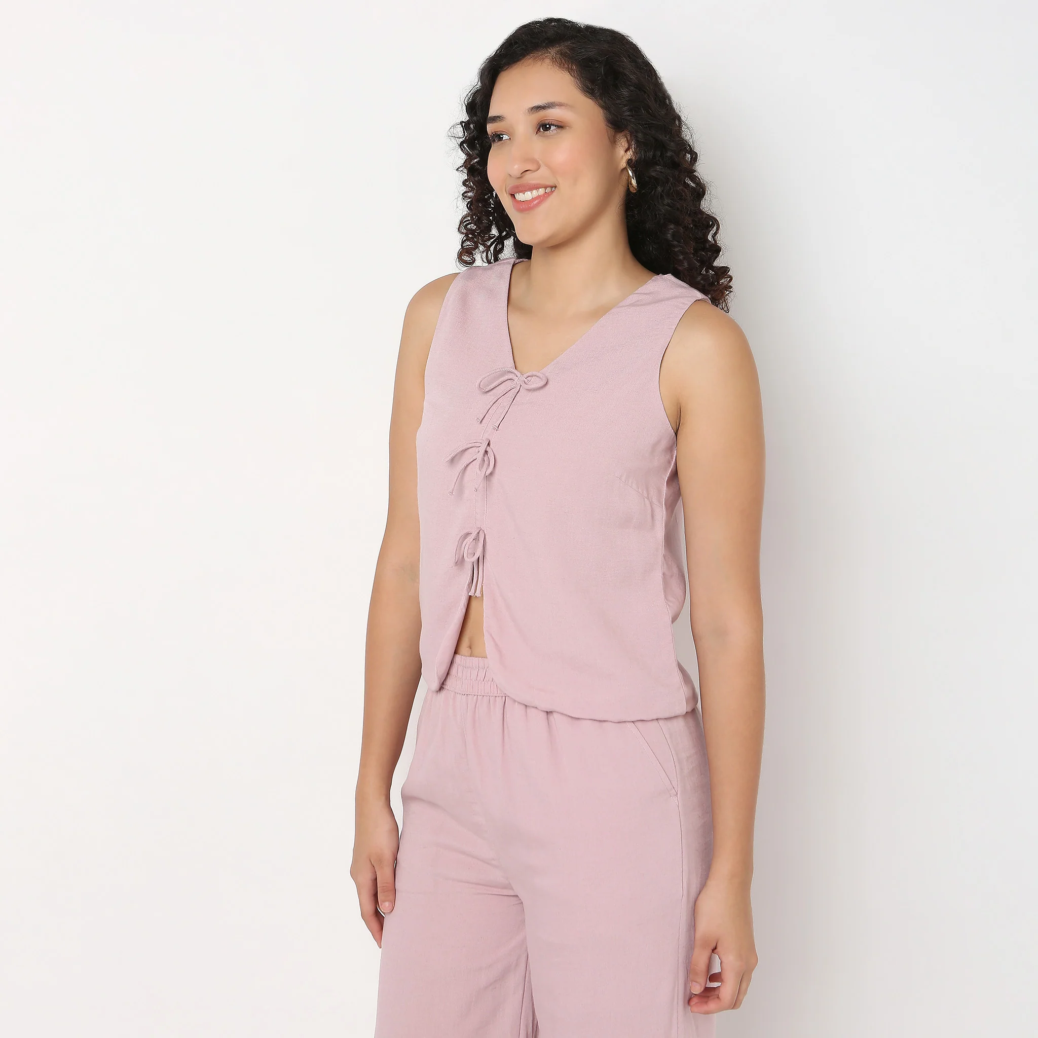 V-Neck Top With Front Tie-Up Detail - Image 10