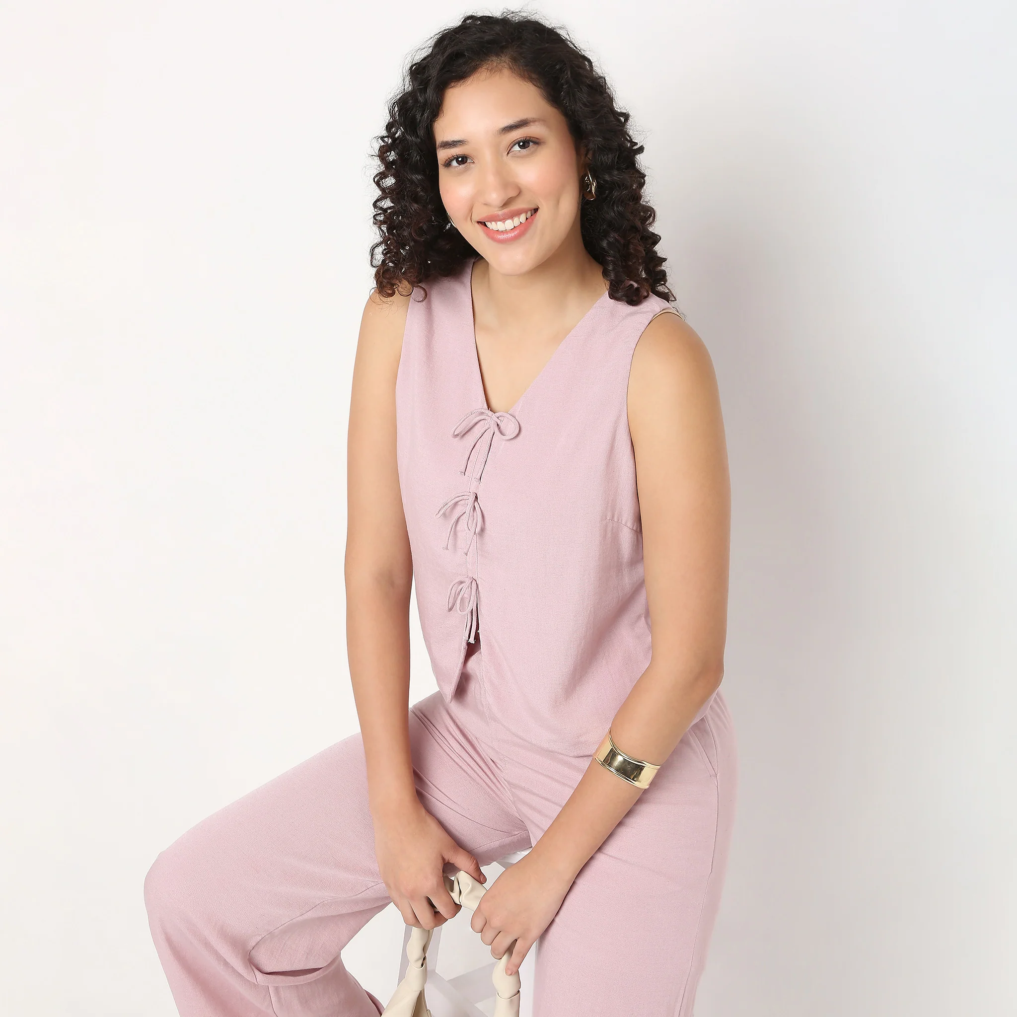 V-Neck Top With Front Tie-Up Detail - Image 7