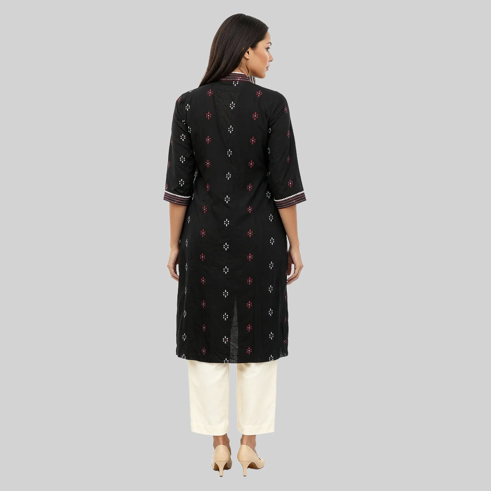V Neck With Gusset Long Kurta - Image 3