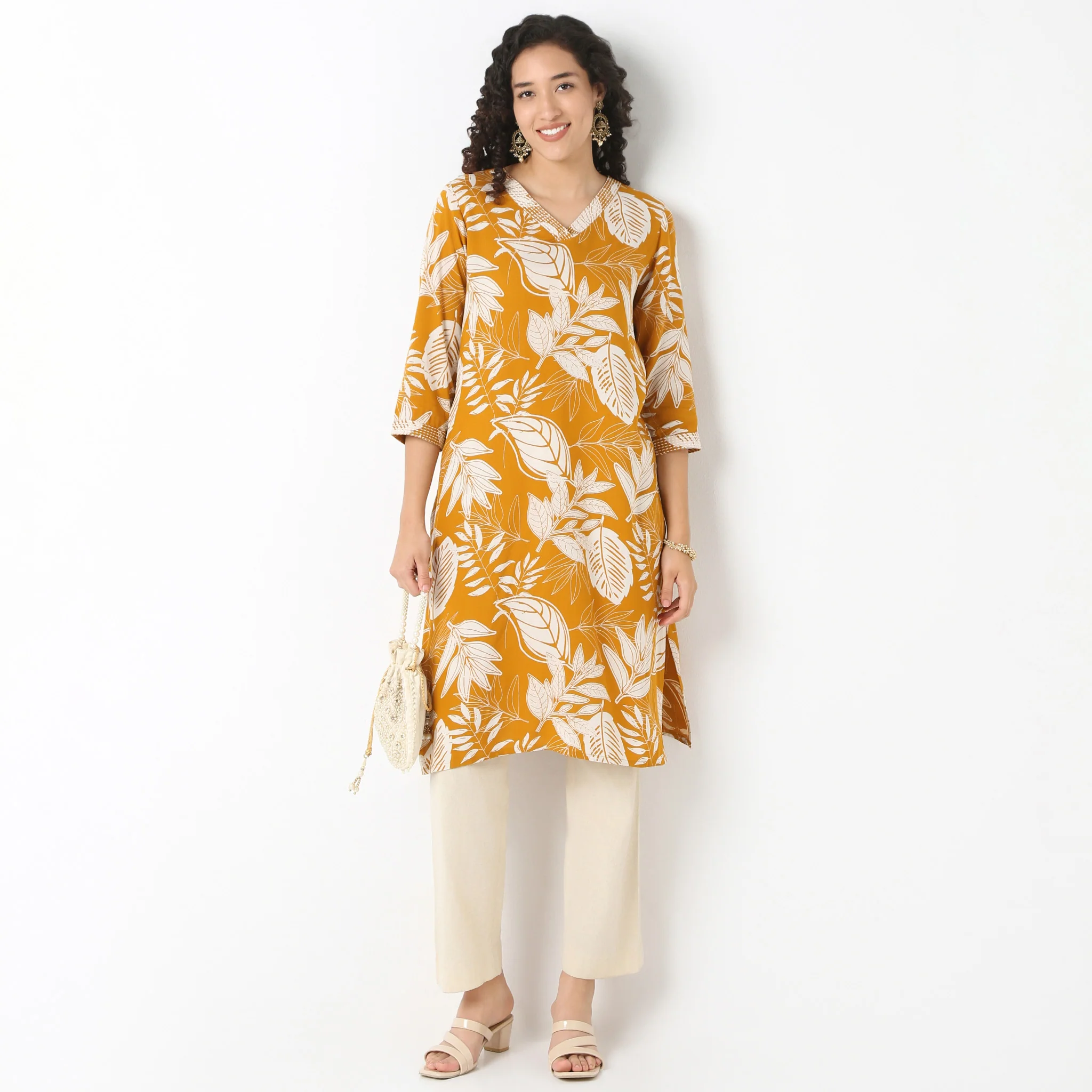 V-Neck With Gusset Long Kurta