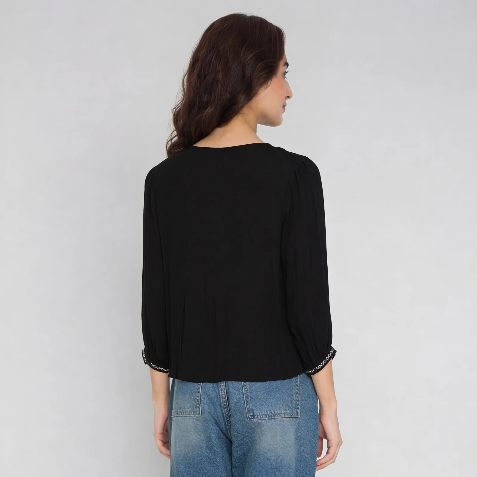 Embroidered Round Neck Top - Image 3