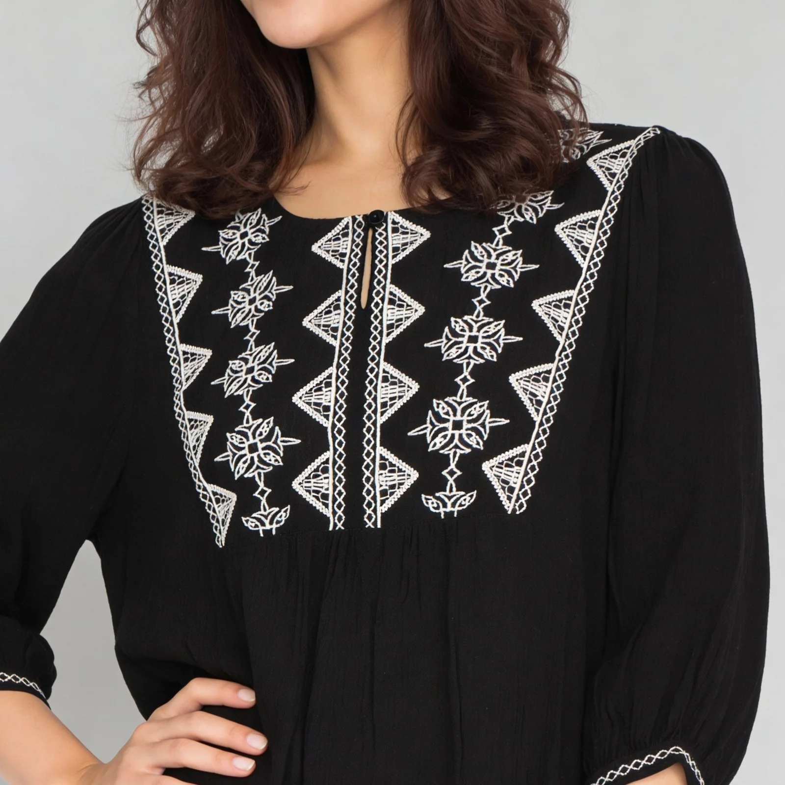 Embroidered Round Neck Top - Image 4