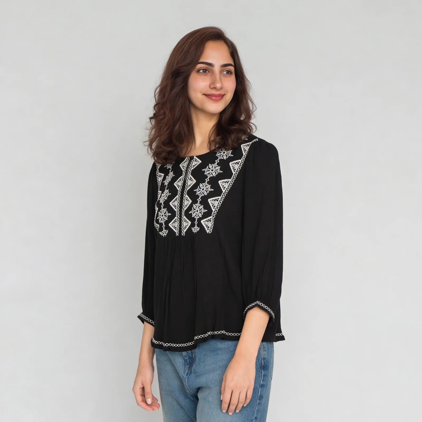 Embroidered Round Neck Top - Image 5