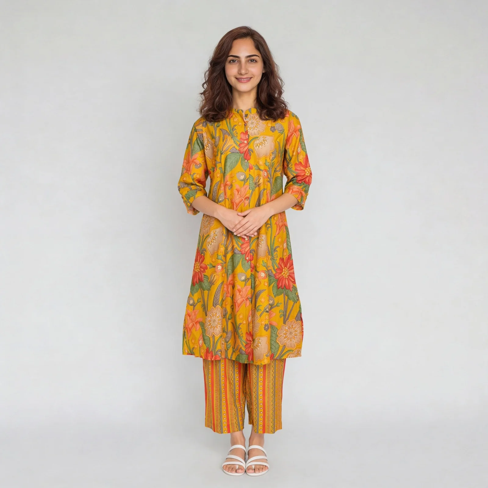 Floral Straight Fit Kurta with Pant Set - Image 3