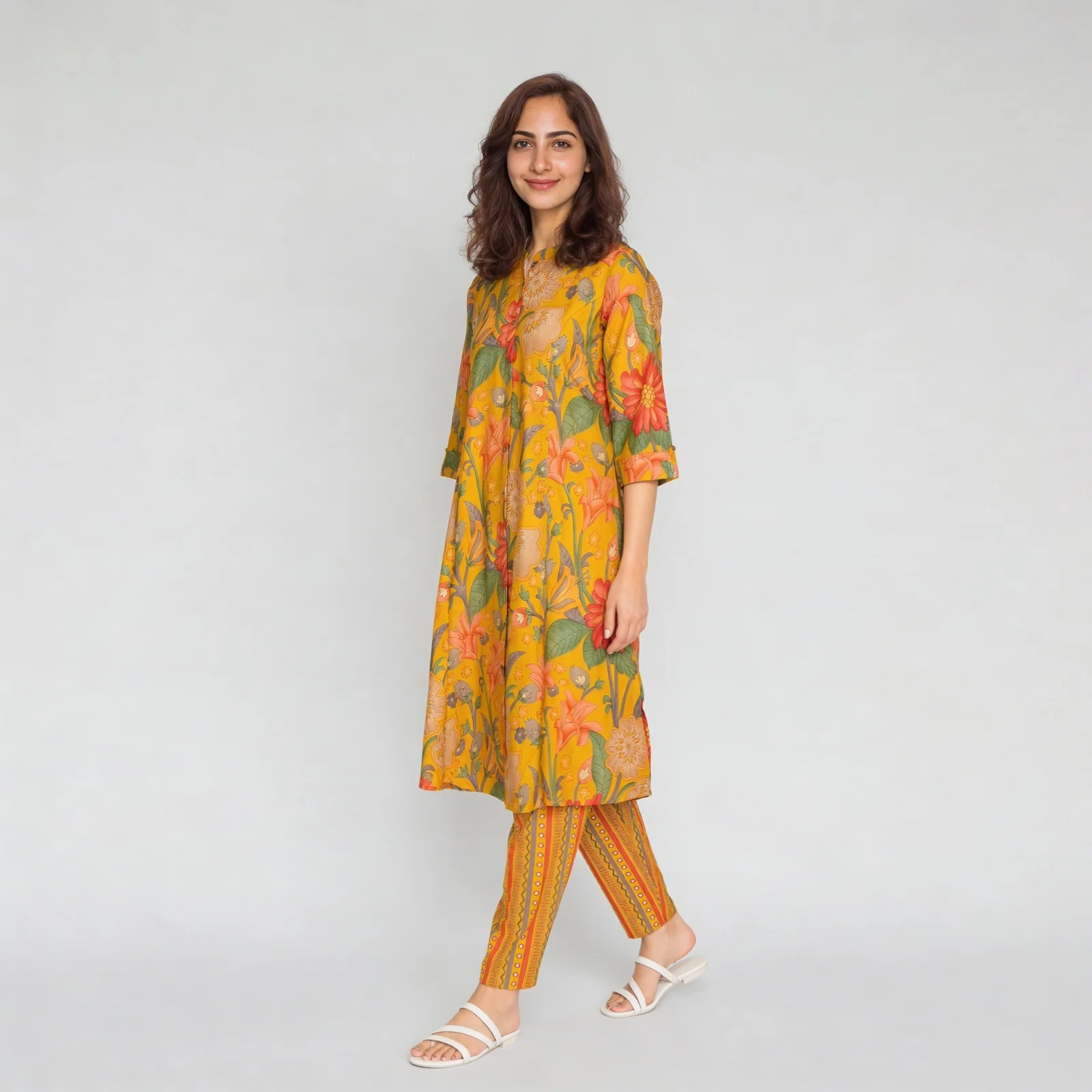 Floral Straight Fit Kurta with Pant Set - Image 7