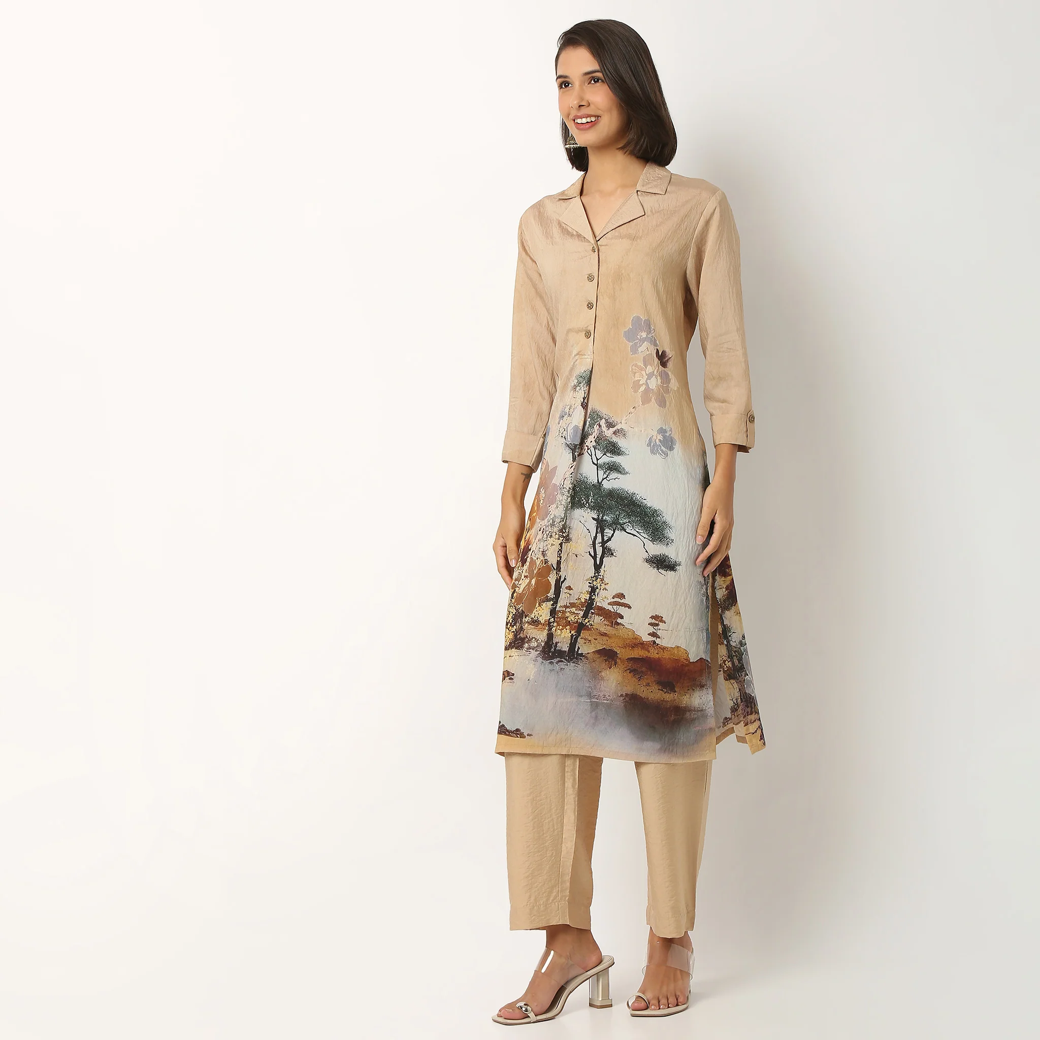 Printed Long Kurta With Pant Set - Image 5