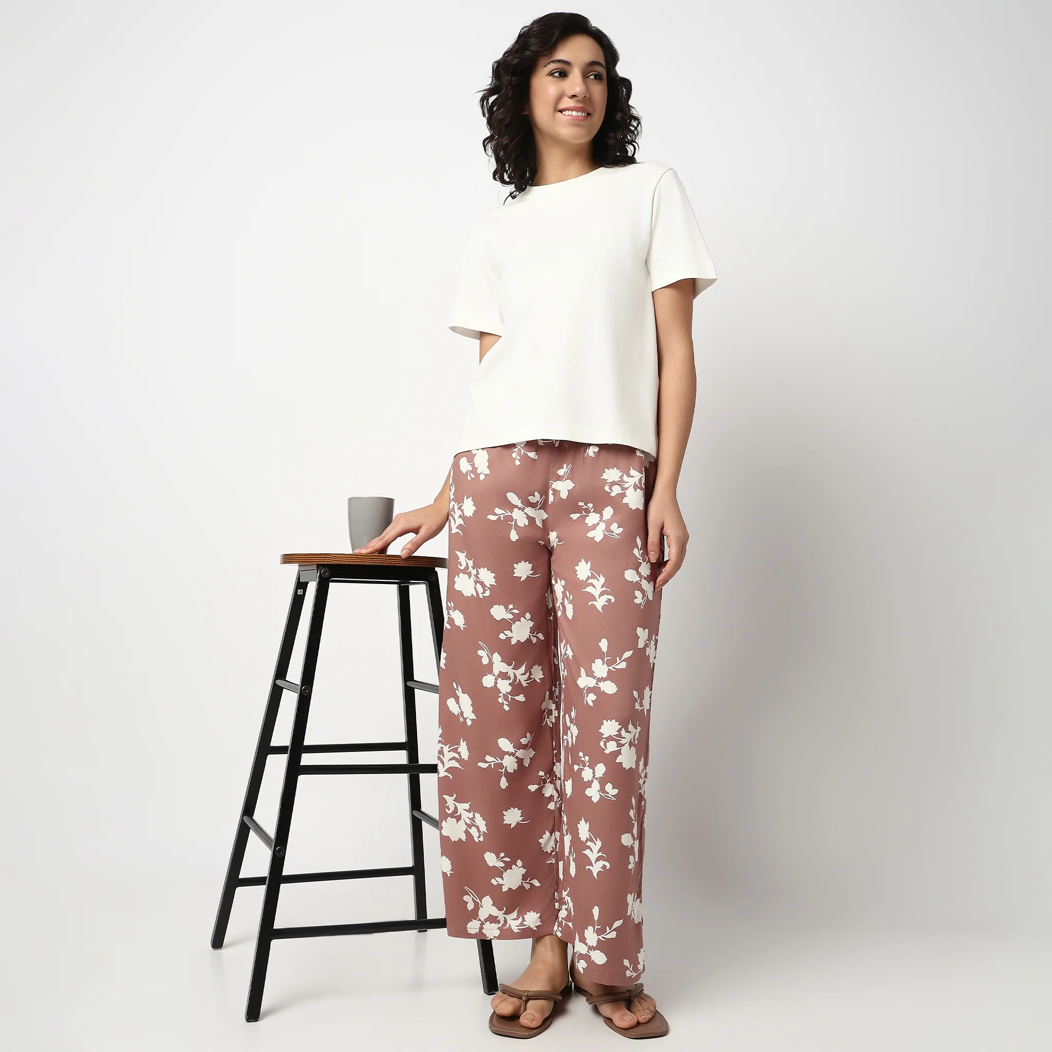 Printed Straight Sleepwear Palazzo