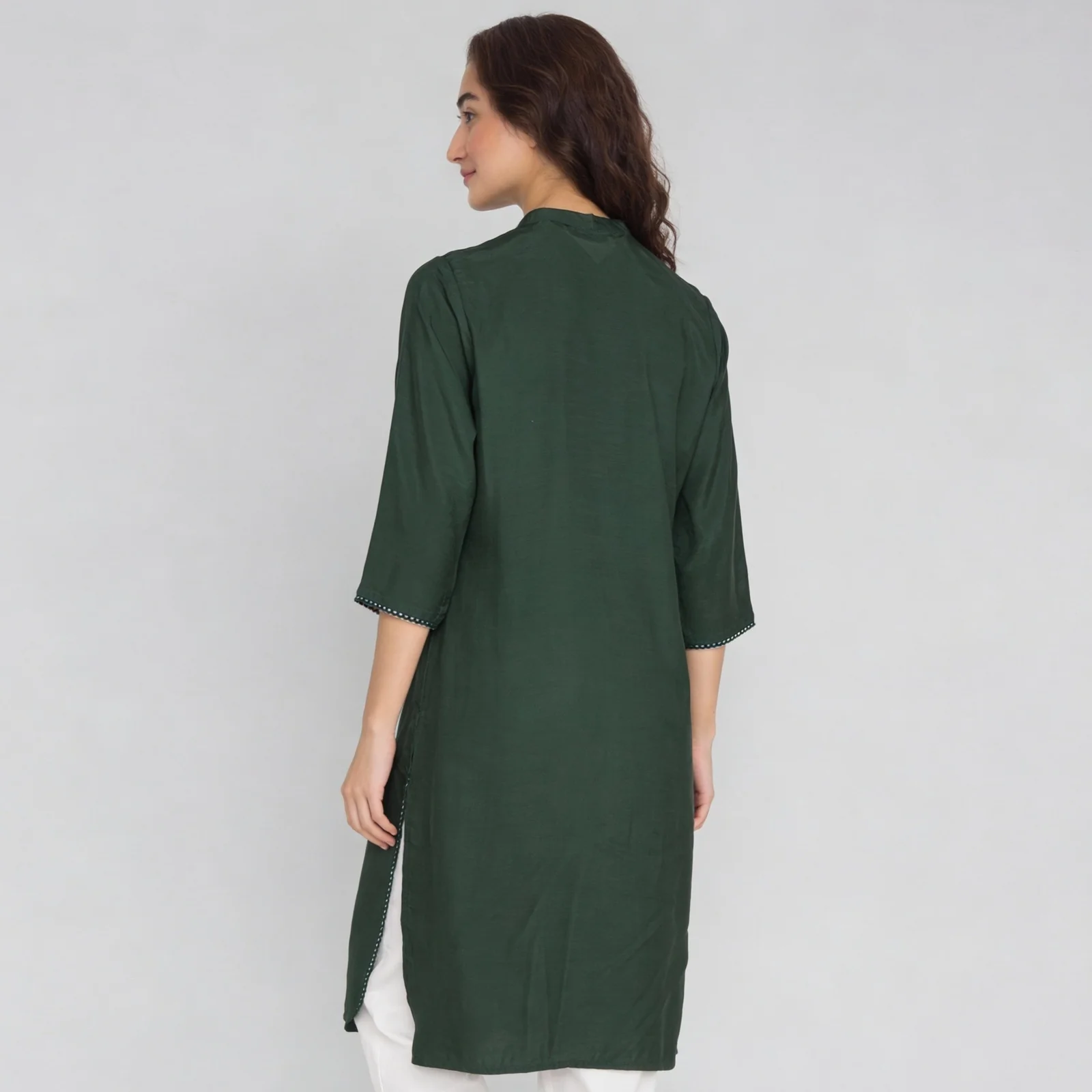 Mandarin Collar Long Kurta - Image 3