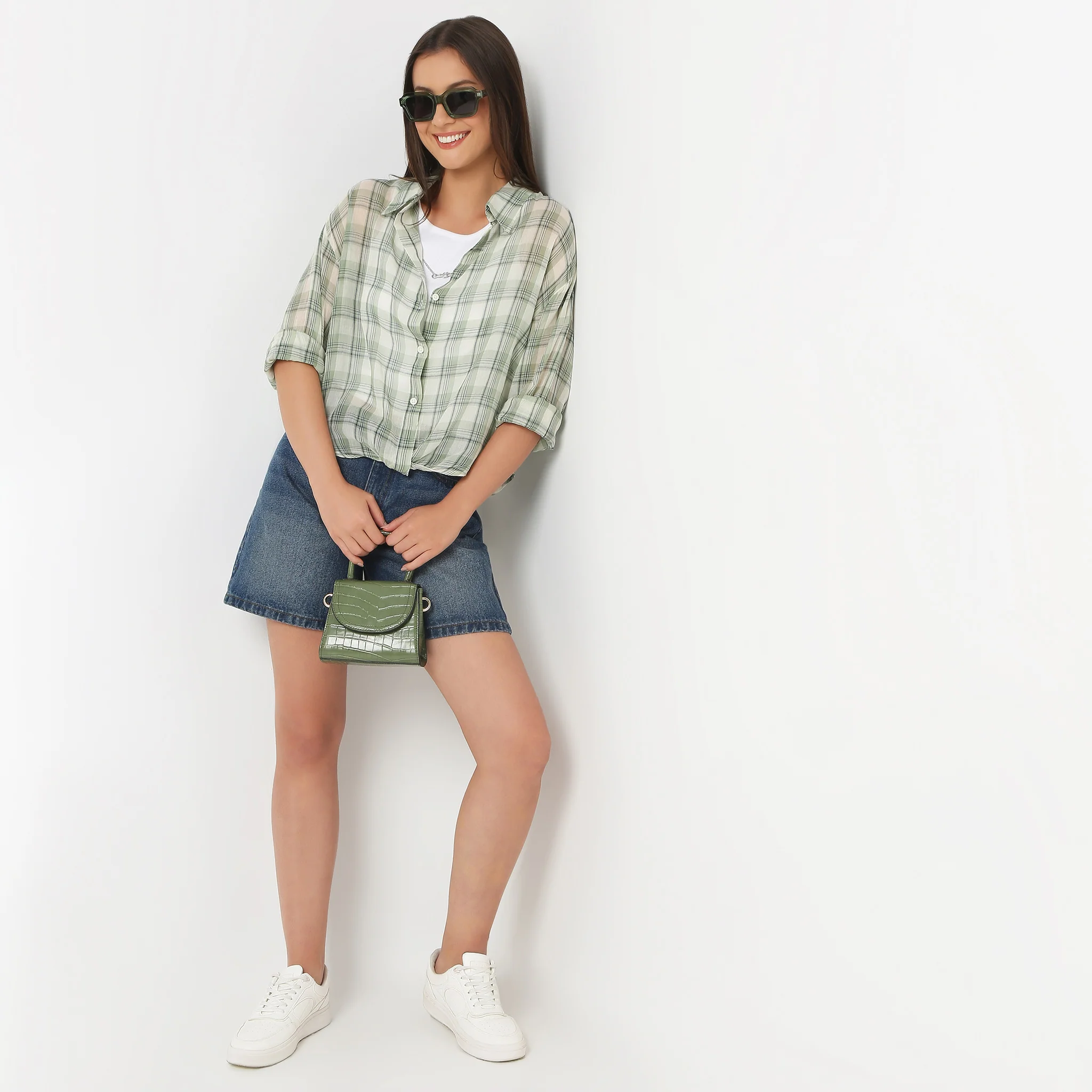 Shirt Collar Full Sleeve Checkered Betty Shirt With Inner