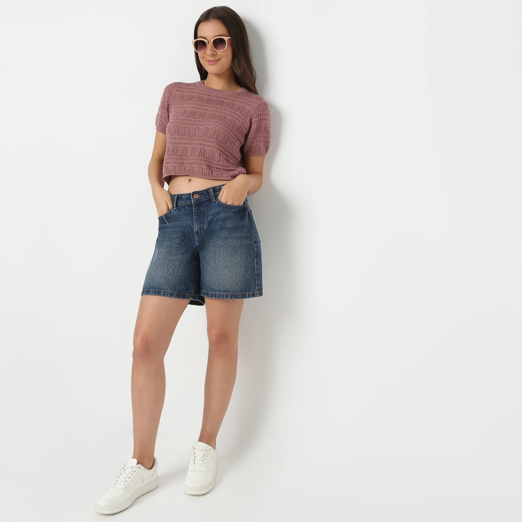 Round Neck Structured Crop T-Shirt