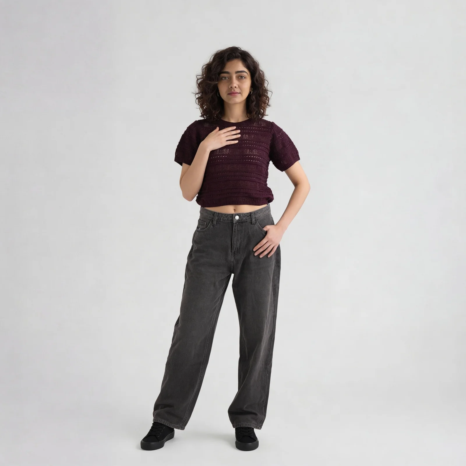 Round Neck Structured Crop T-Shirt - Image 11