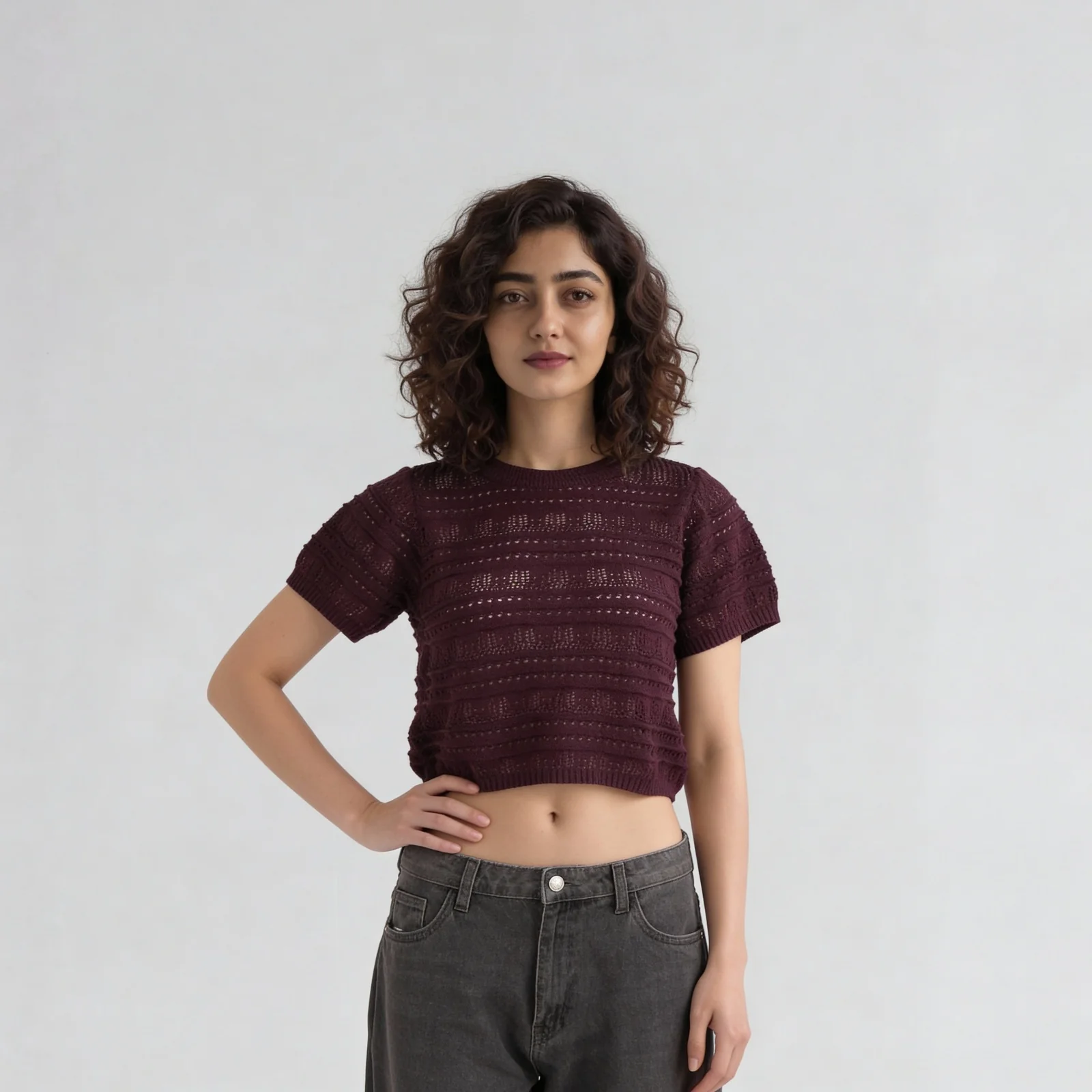 Round Neck Structured Crop T-Shirt - Image 12