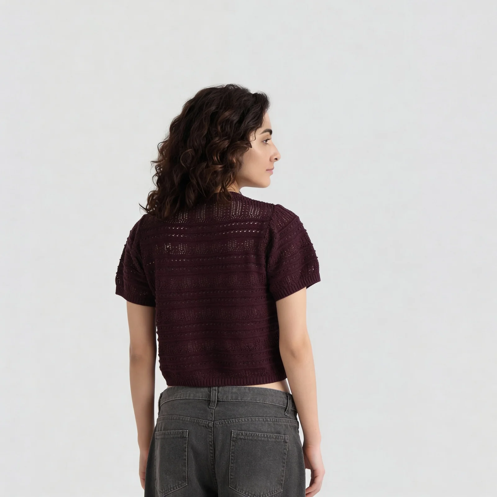 Round Neck Structured Crop T-Shirt - Image 13