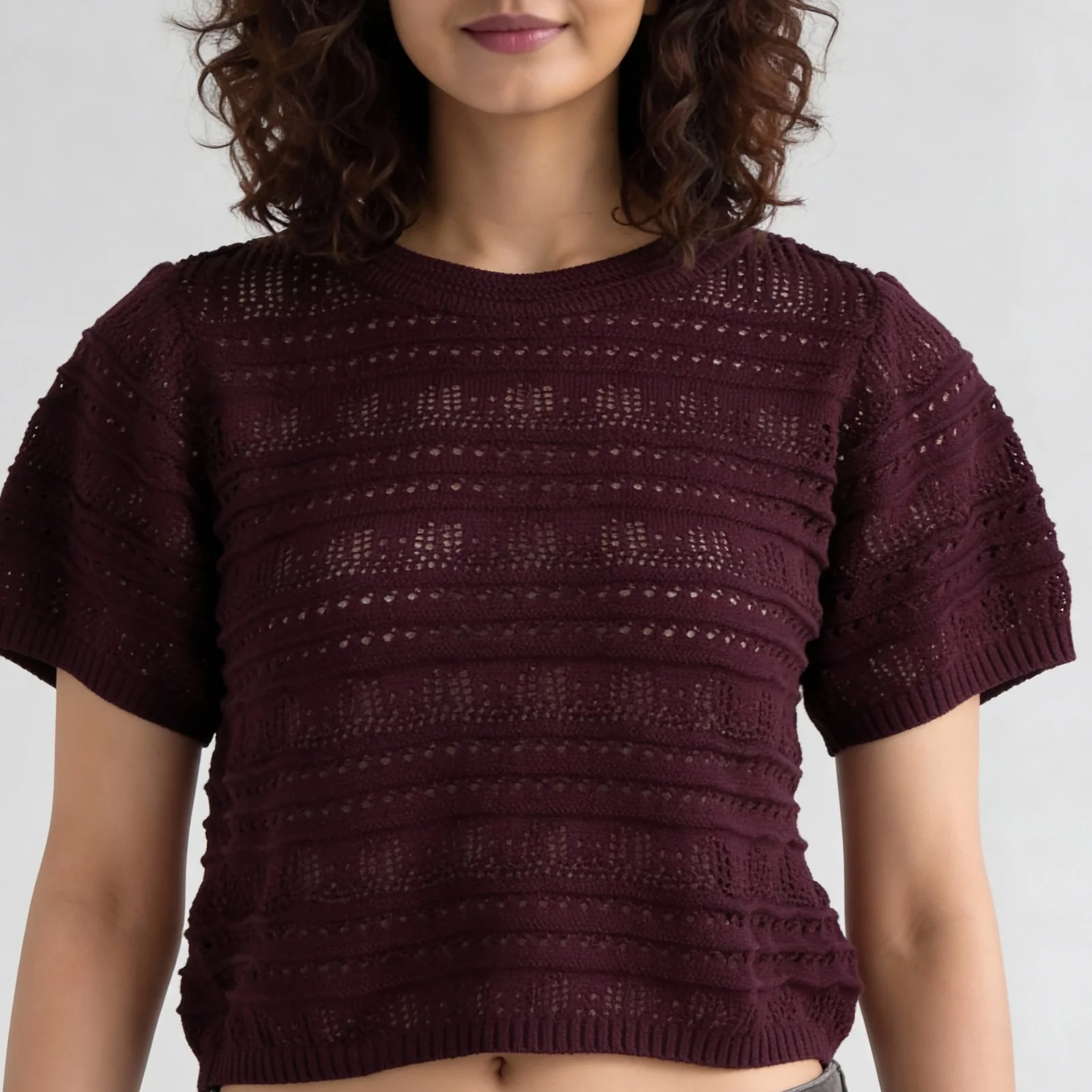 Round Neck Structured Crop T-Shirt - Image 14