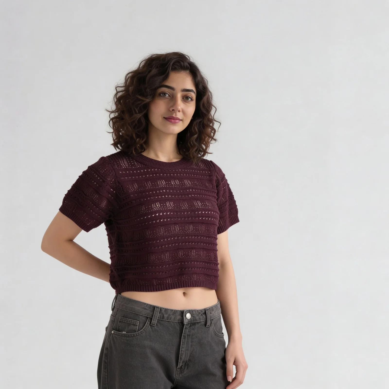 Round Neck Structured Crop T-Shirt - Image 15