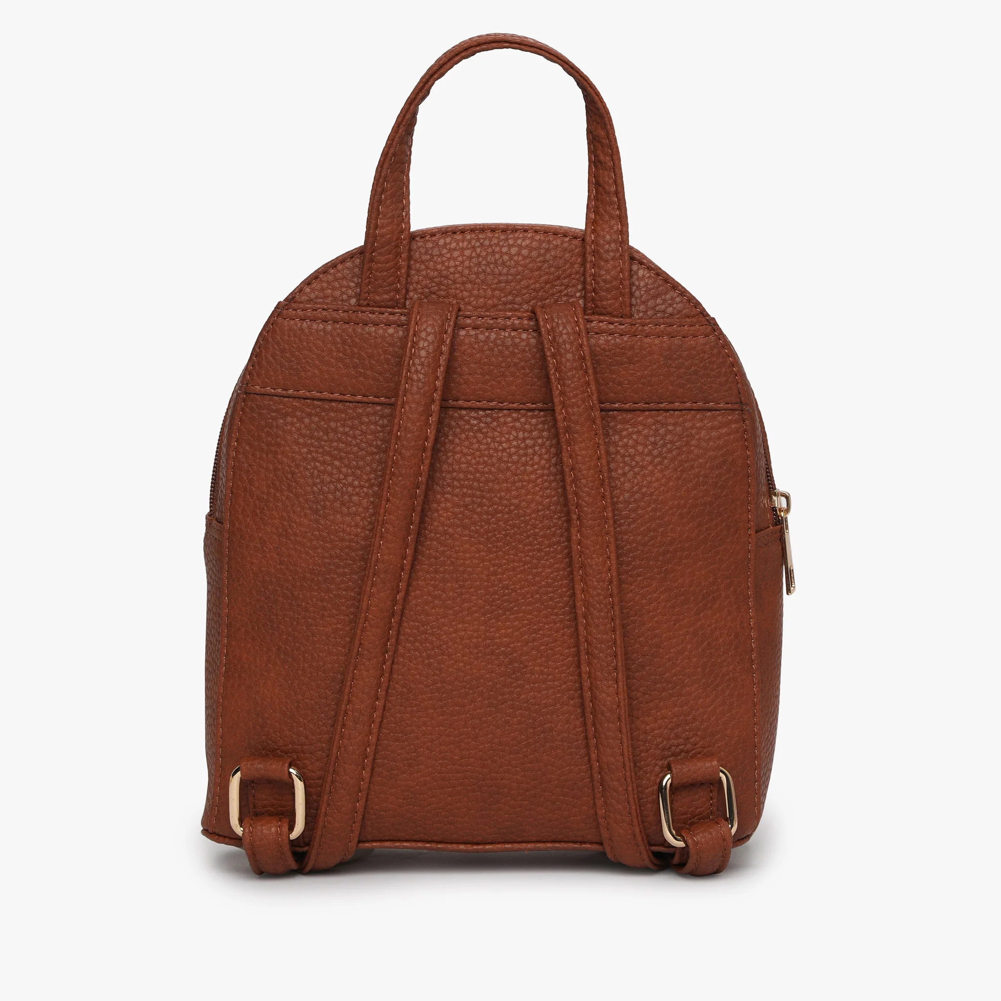 Womens Brown Solid Backpack - Image 3